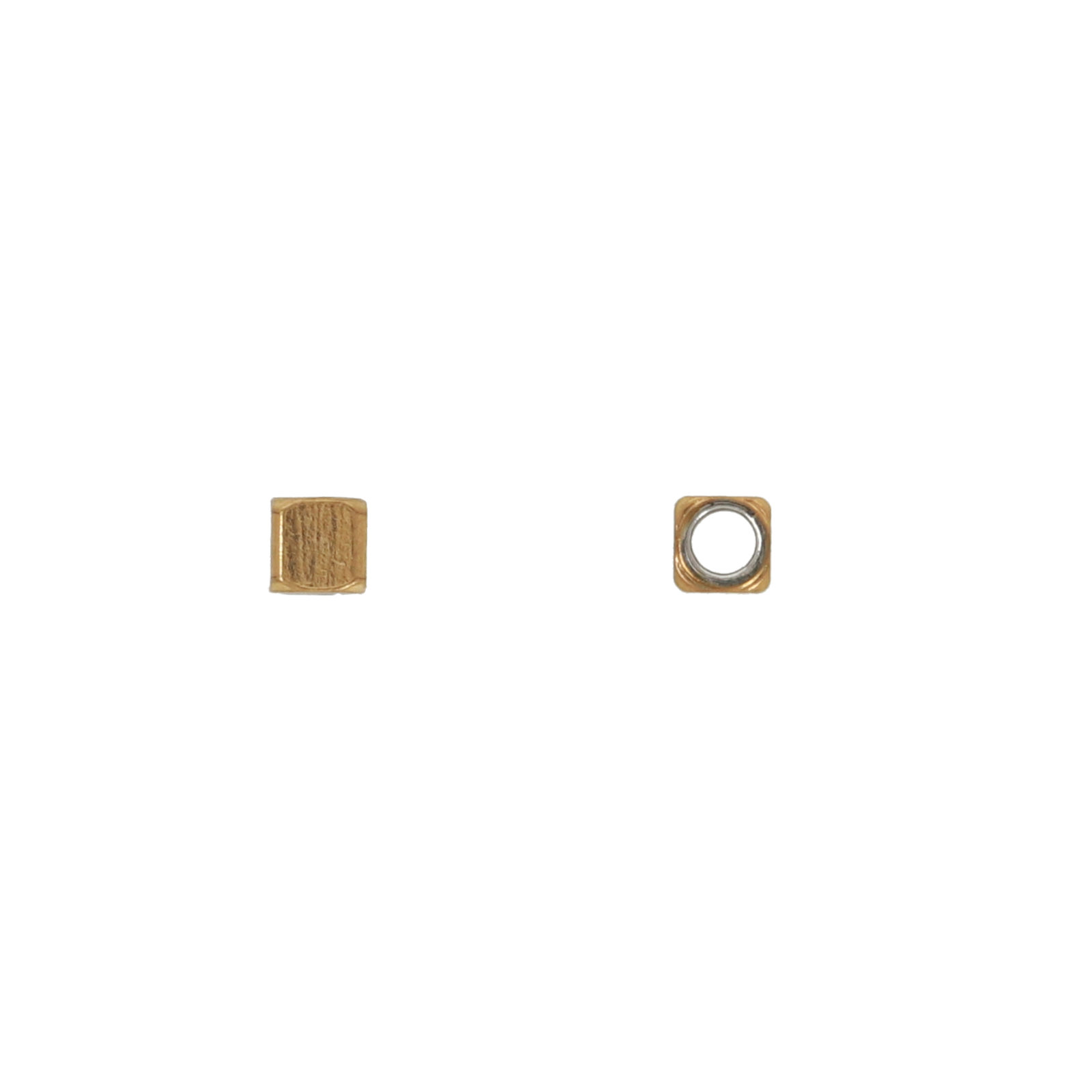 gold plated stainless steel smooth cube bead 2,5mm - hole 1,5mm | 20pc