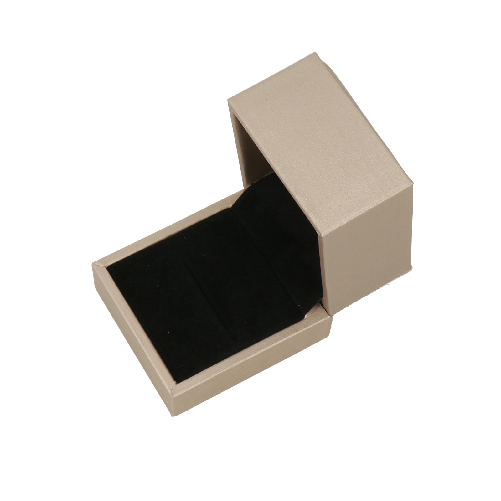 champagne pu leather ring boxes black velvet inner - 6cm | 8pc