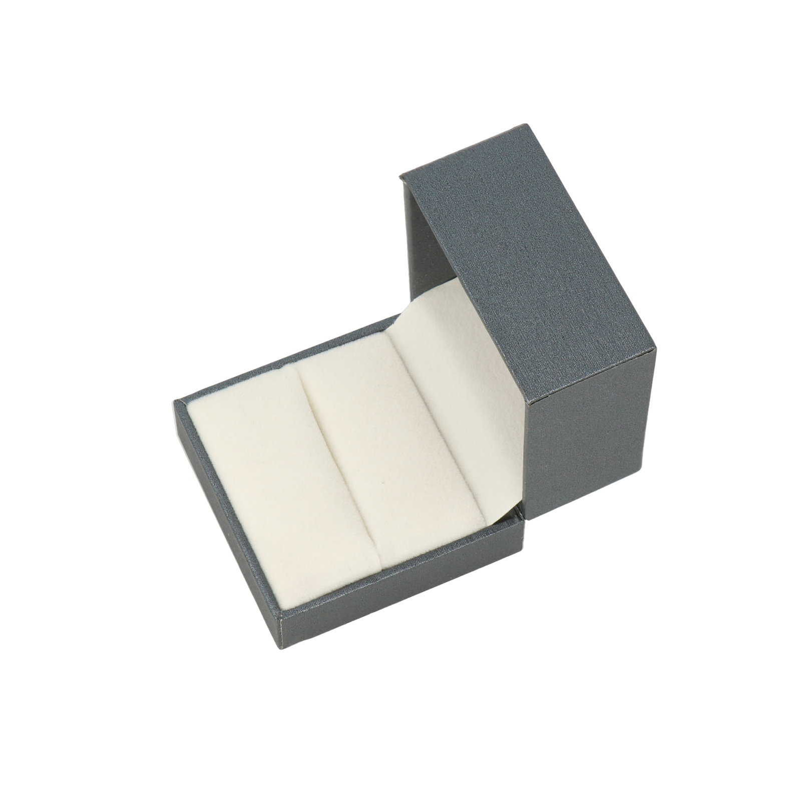 grey paper ring boxes white velvet inner - 6cm | 8pc