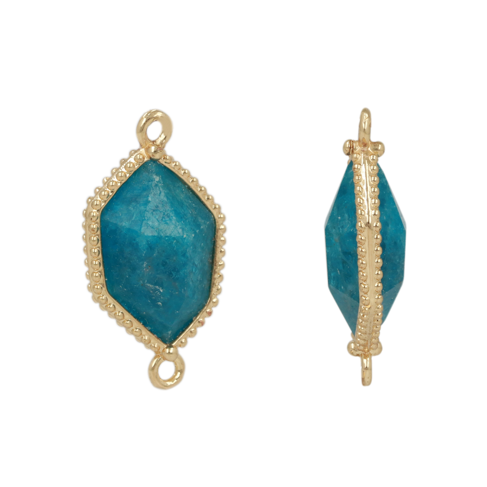 gold plated precious link apatite exagon 16x10mm | 1pc