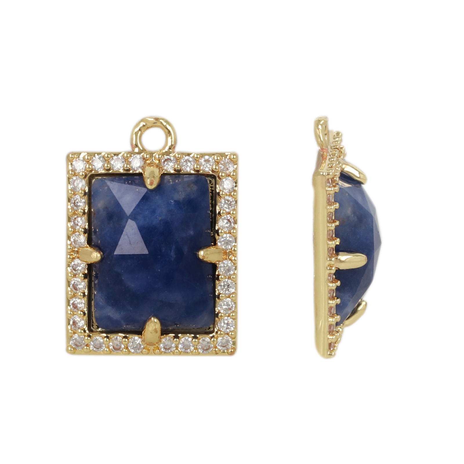 gold plated precious pendant lapislazuli dyed rectangle 10x8mm | 1pc