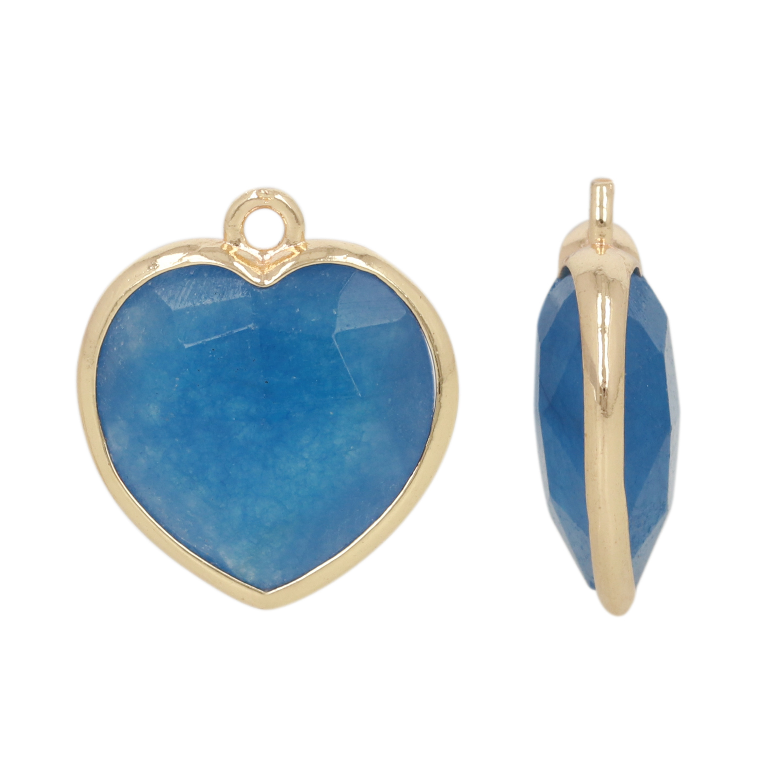 precious anhänger vergoldet blau dyed jade herz 14mm | 1st