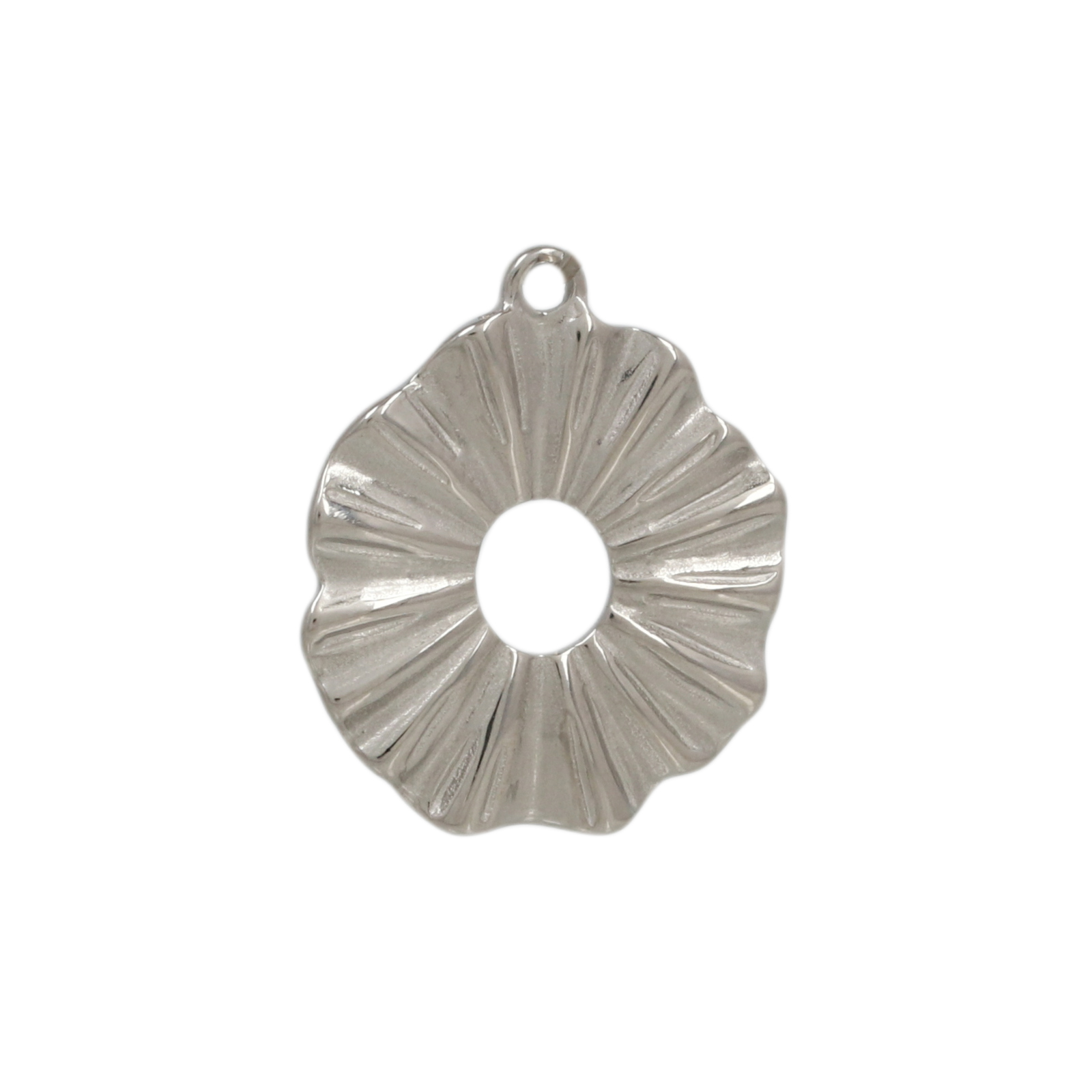 stainless stell wavy circle pendant 18mm | 1pc