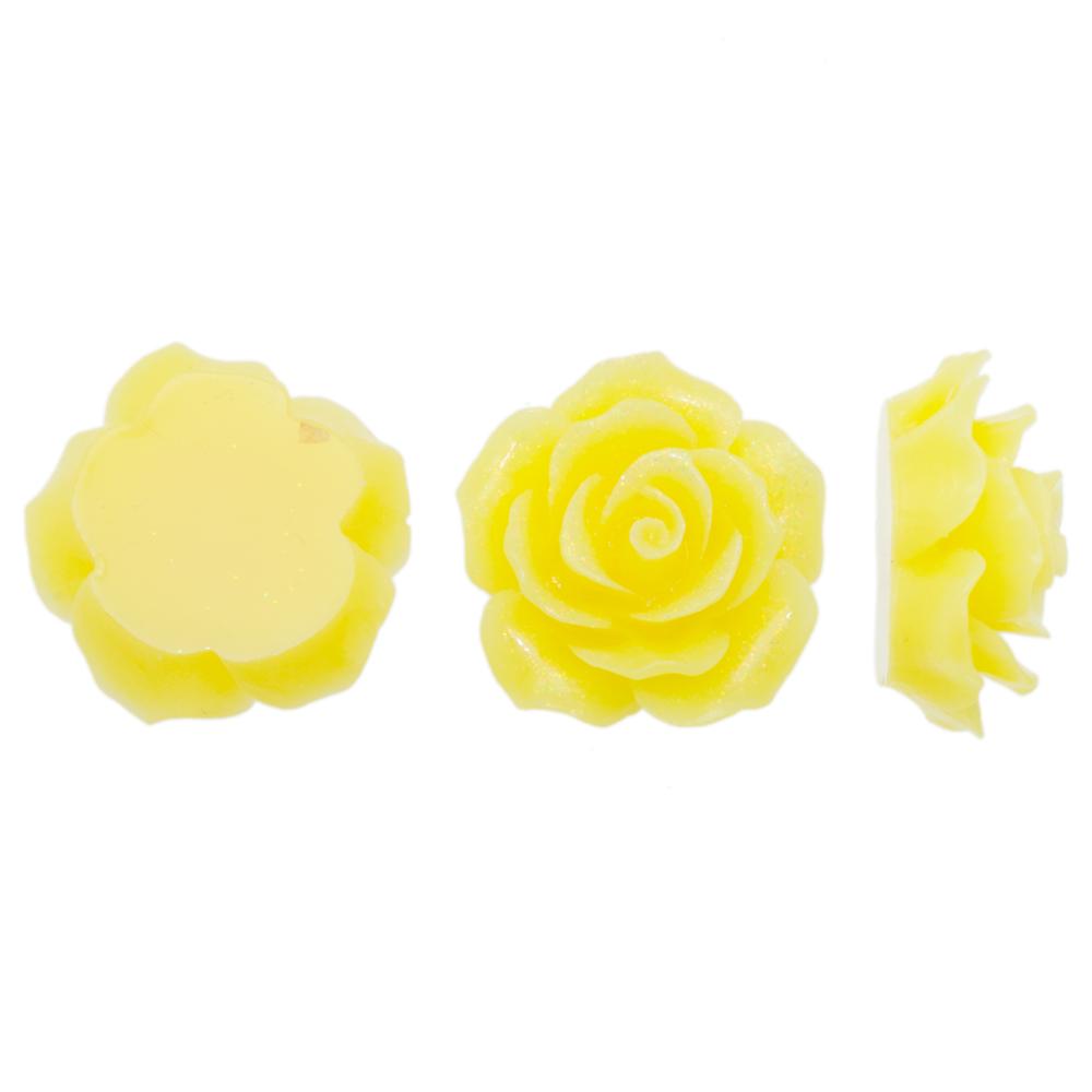 yellow glitter resin flower 20mm | 8pc