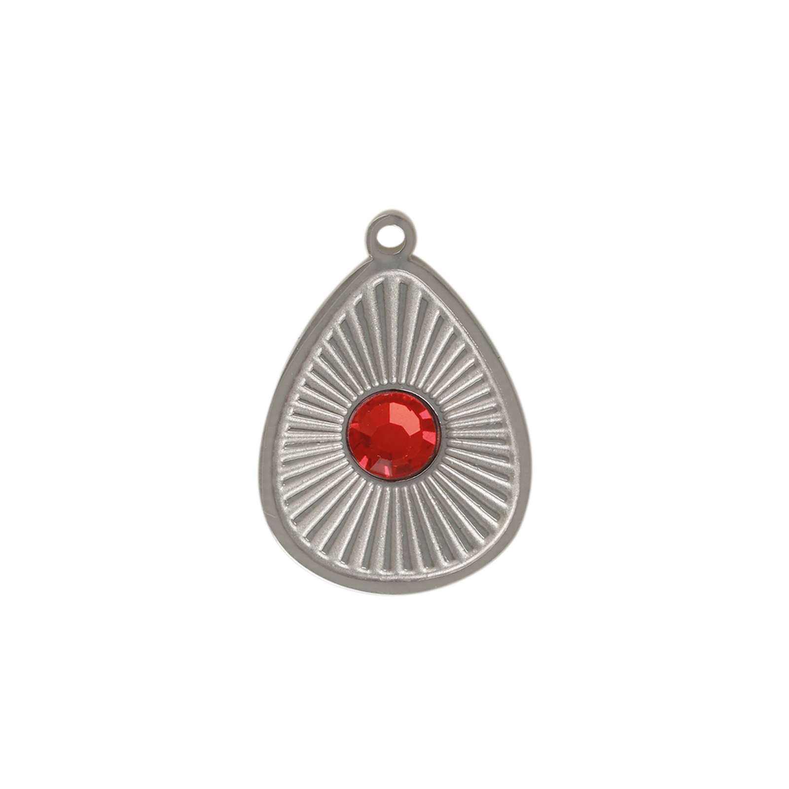 stainless stell drop with red crystal pendant 16x12,5mm | 1pc