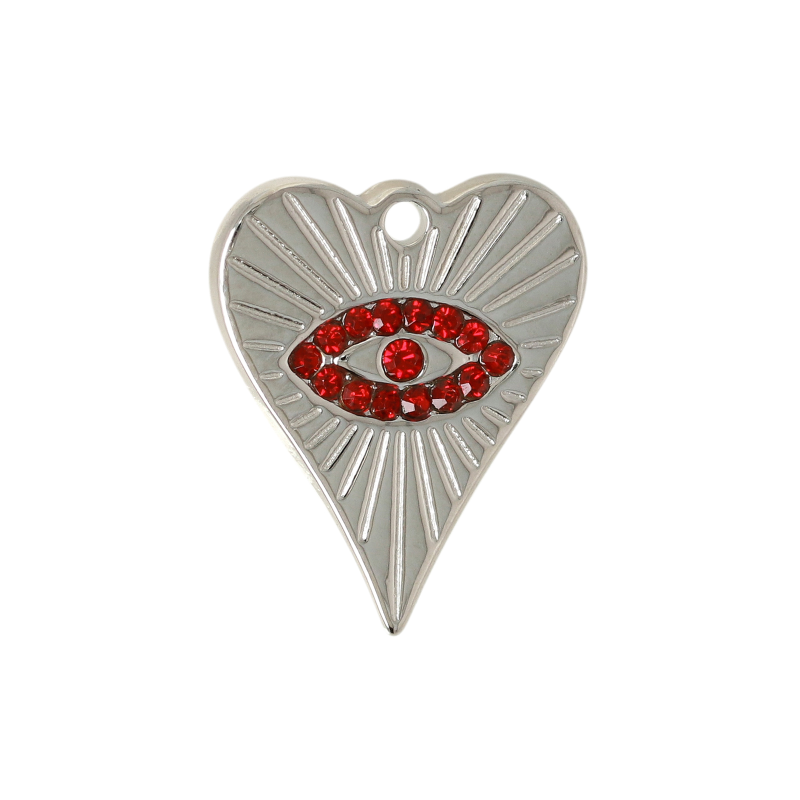 stainless stell heart with red crystal pendant 18x15mm | 1pc