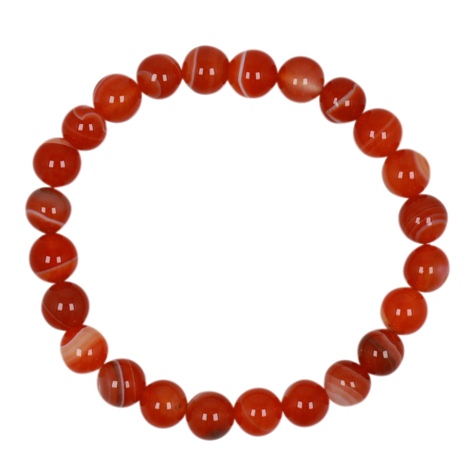 red lace agate elastic bracelets smooth round 8mm | 1pc