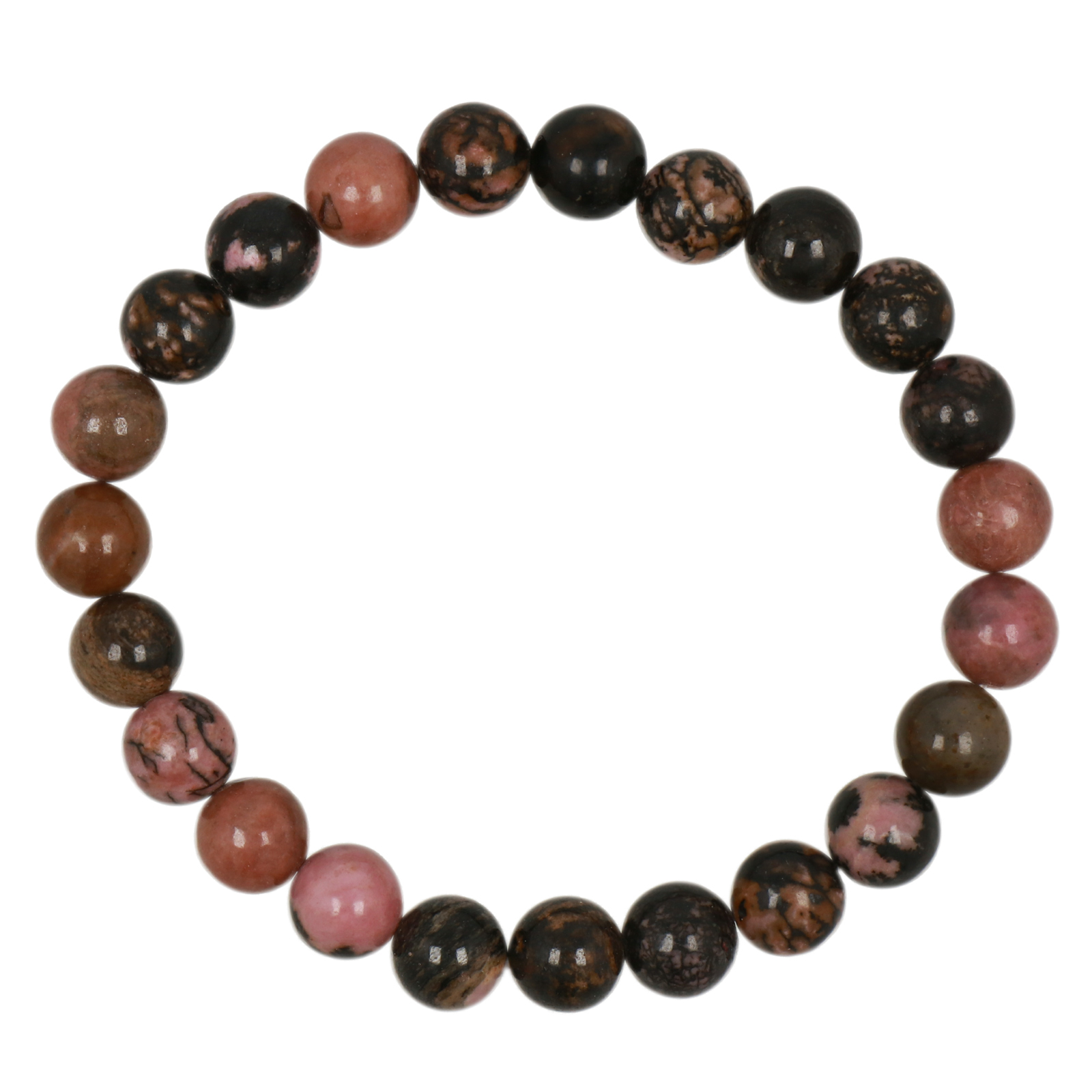 rhodonite lace elastic bracelets smooth round 8mm | 1pc