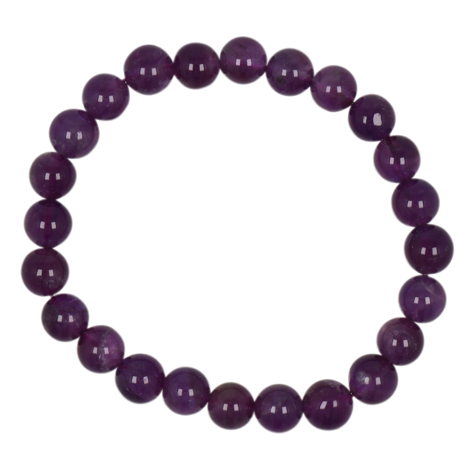 amethyst elastic bracelets smooth round 8mm | 1pc