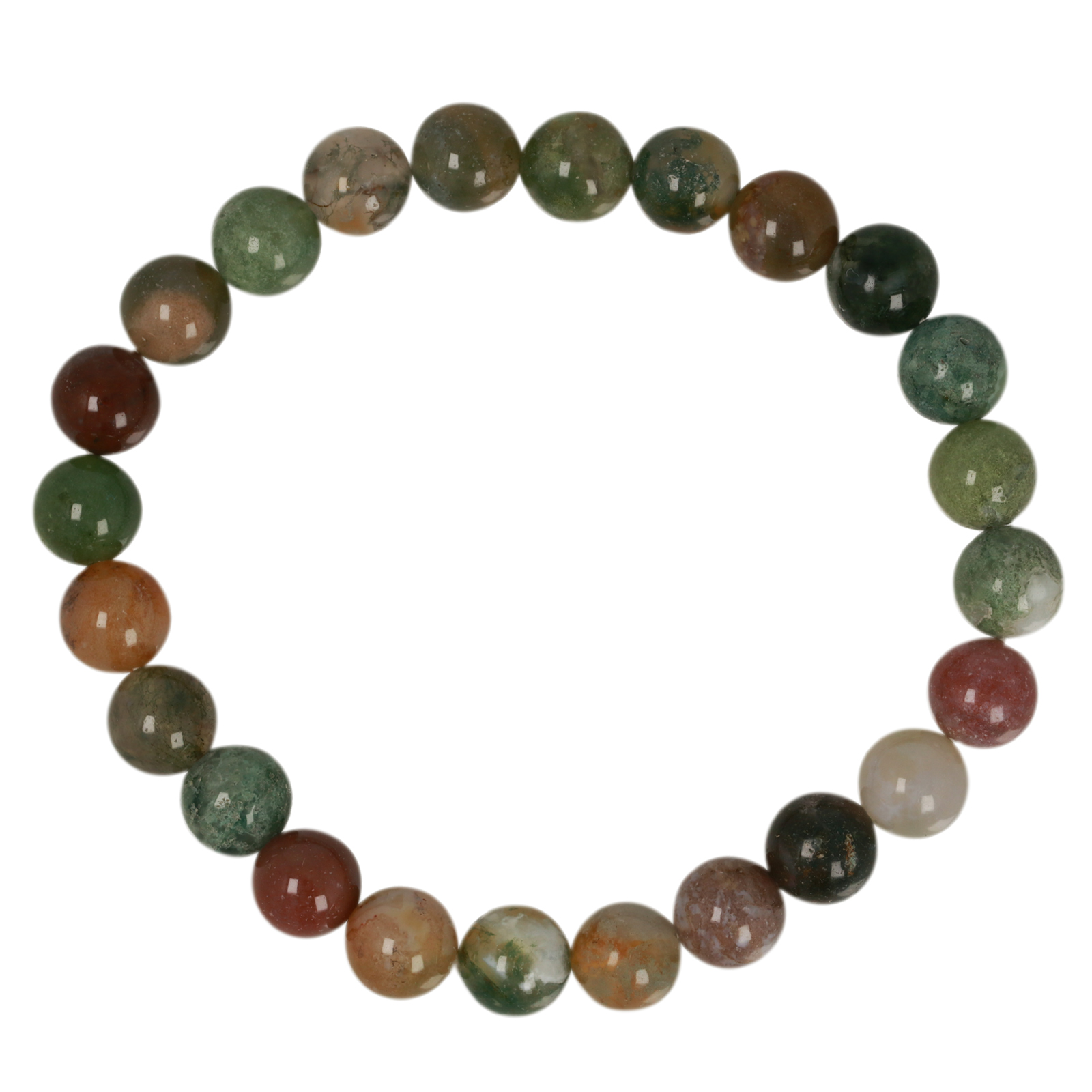 indian agate elastic bracelets smooth round 8mm | 1pc