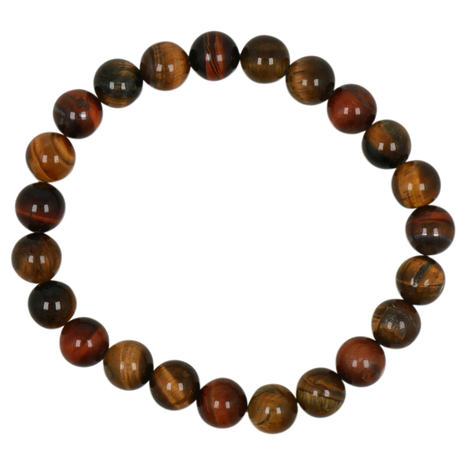 mix color tiger eye elastic bracelets smooth round 8mm | 1pc