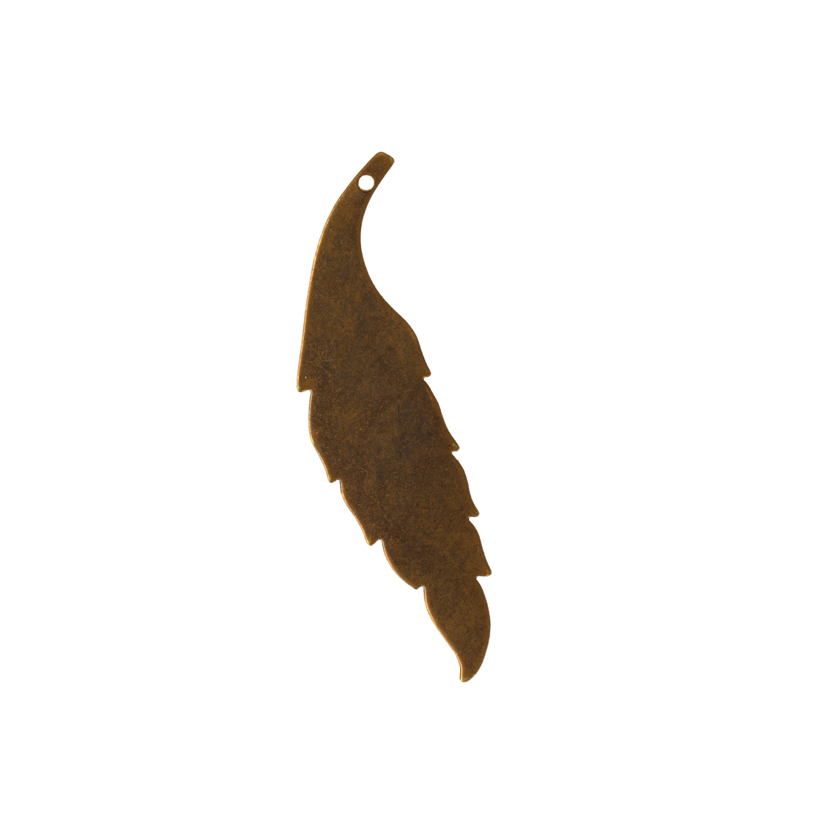 vintaj natural brass slender leaf pendant 30x15mm | 1pc