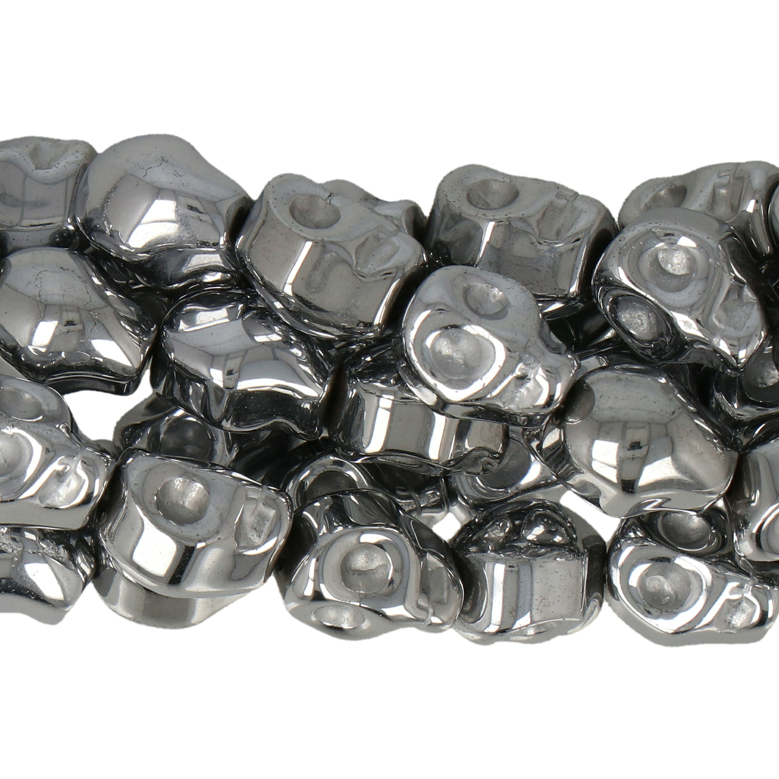 hematite plated silver skull 9,5x7,5mm | 20pc