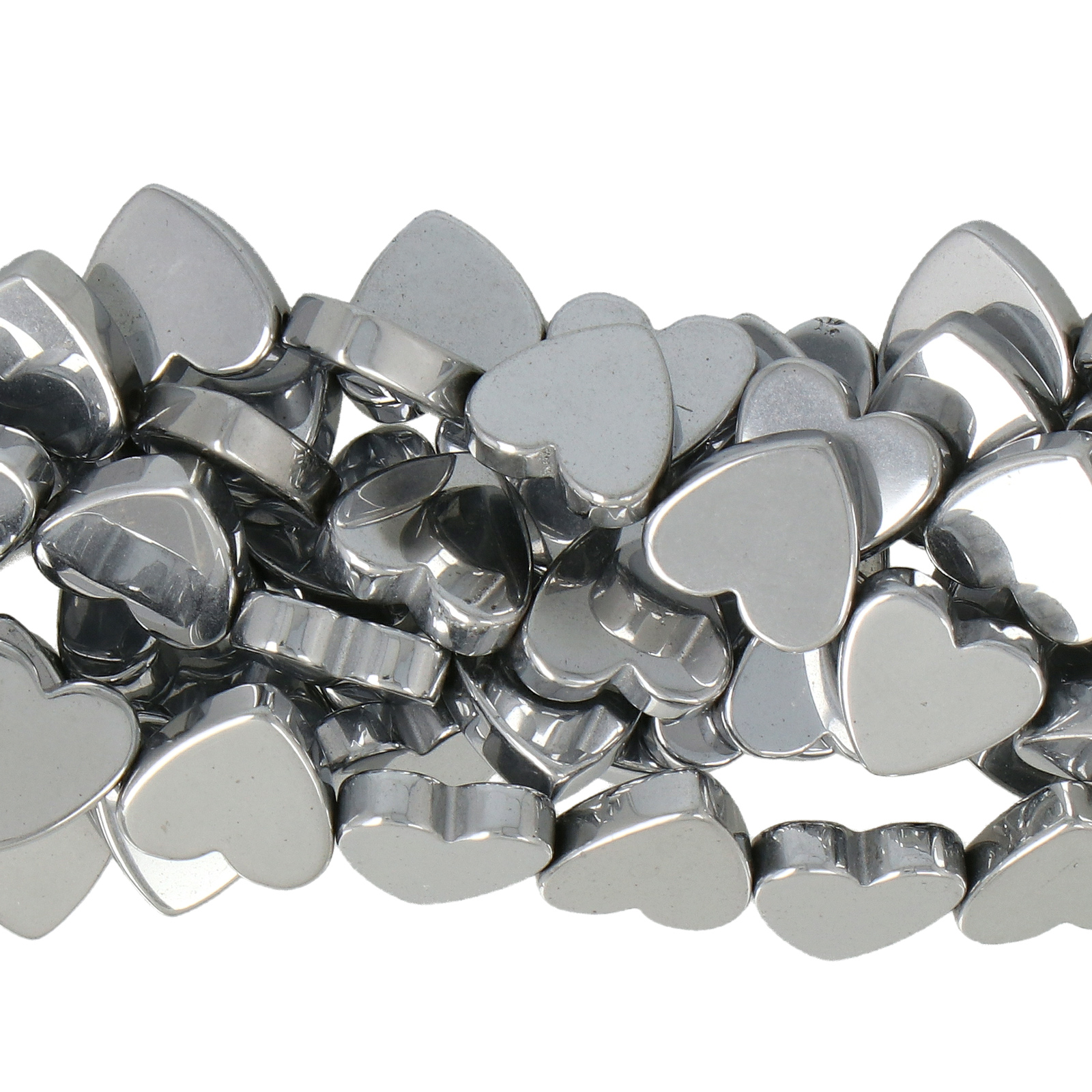 hematit plated silver glatt herz 8mm | strang 38/40cm