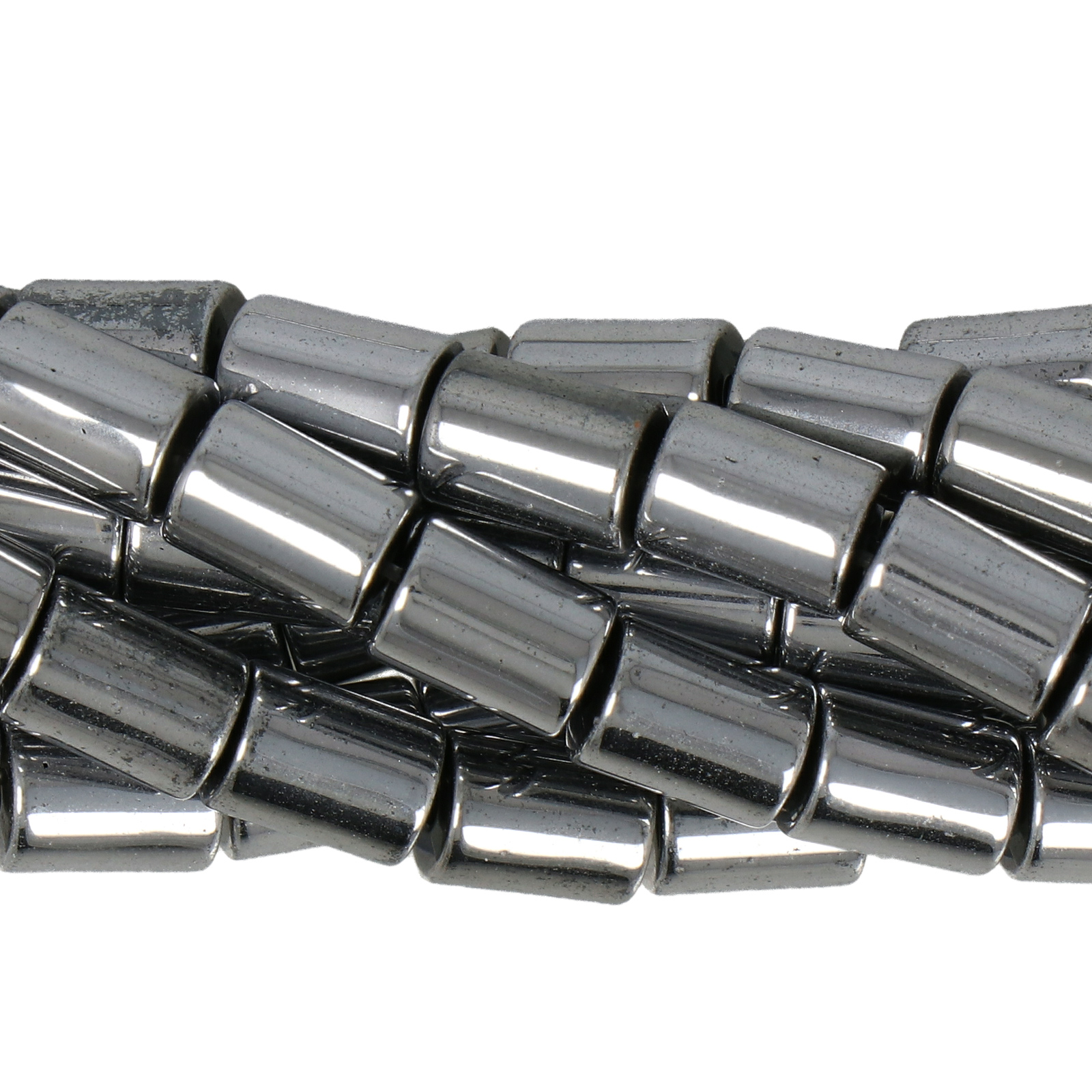 hematit plated silver glatt rohr 8x6mm | strang 38/40cm