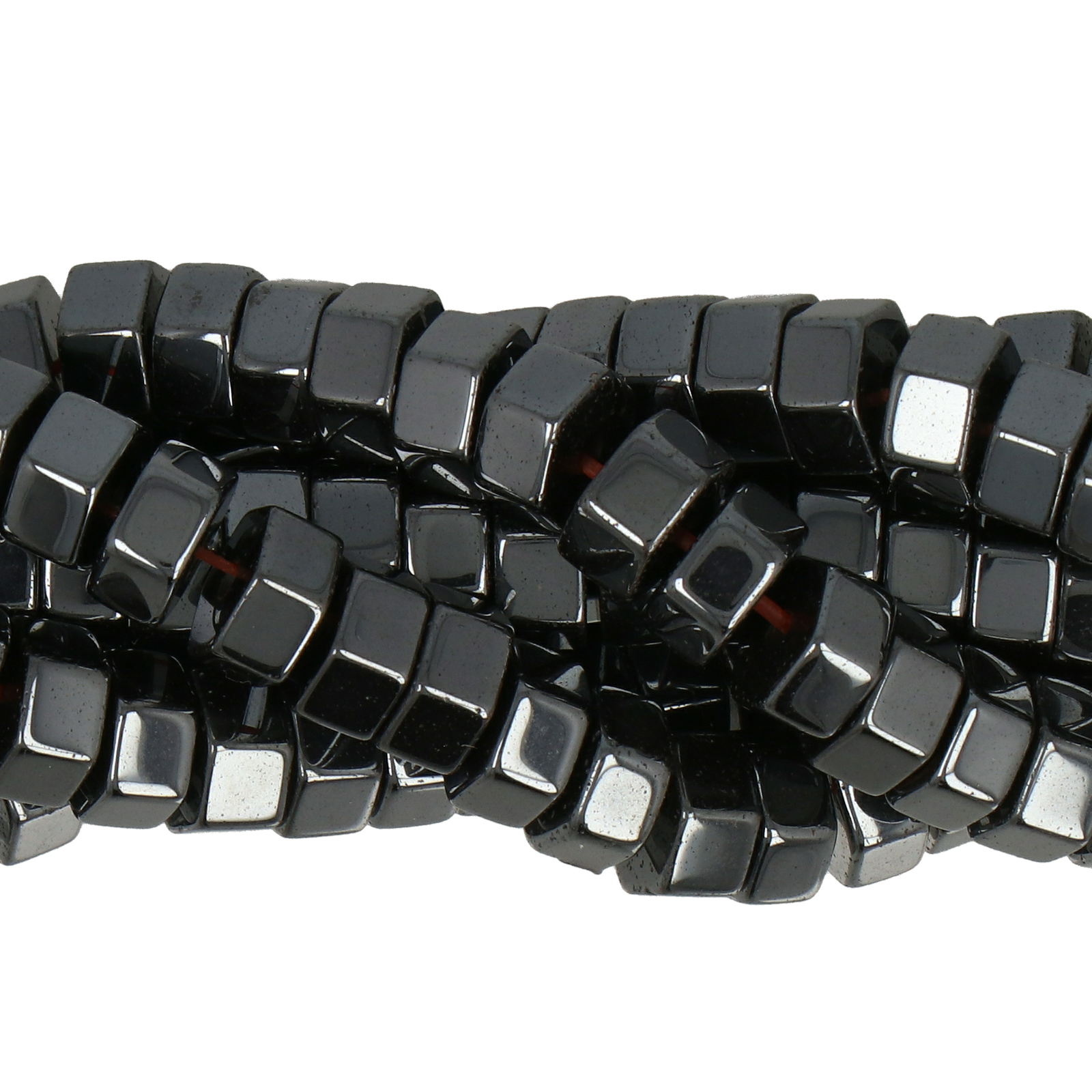 hematite plated rhodium hexagon roundelle 7x3mm | 15/16-inch strand