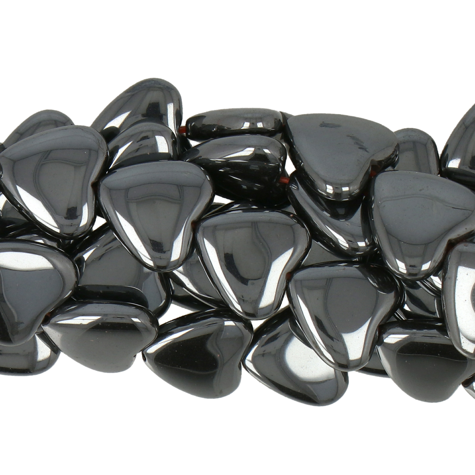 hematite smooth heart 10mm | 15/16-inch strand