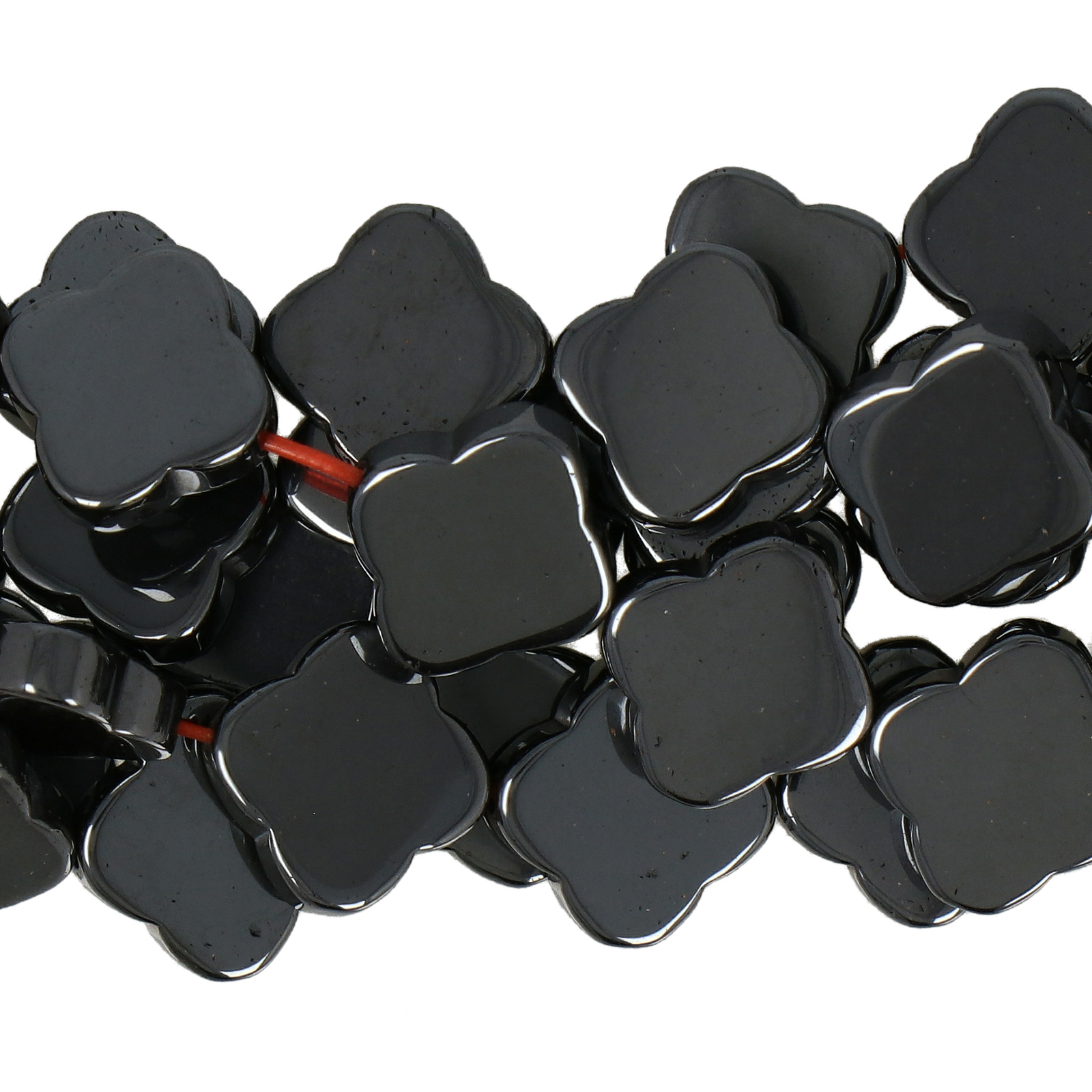 hematite smooth clover 10,5mm | 15/16-inch strand