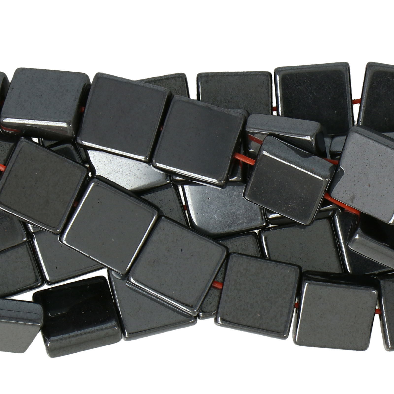 hematite smooth square 8mm | 15/16-inch strand