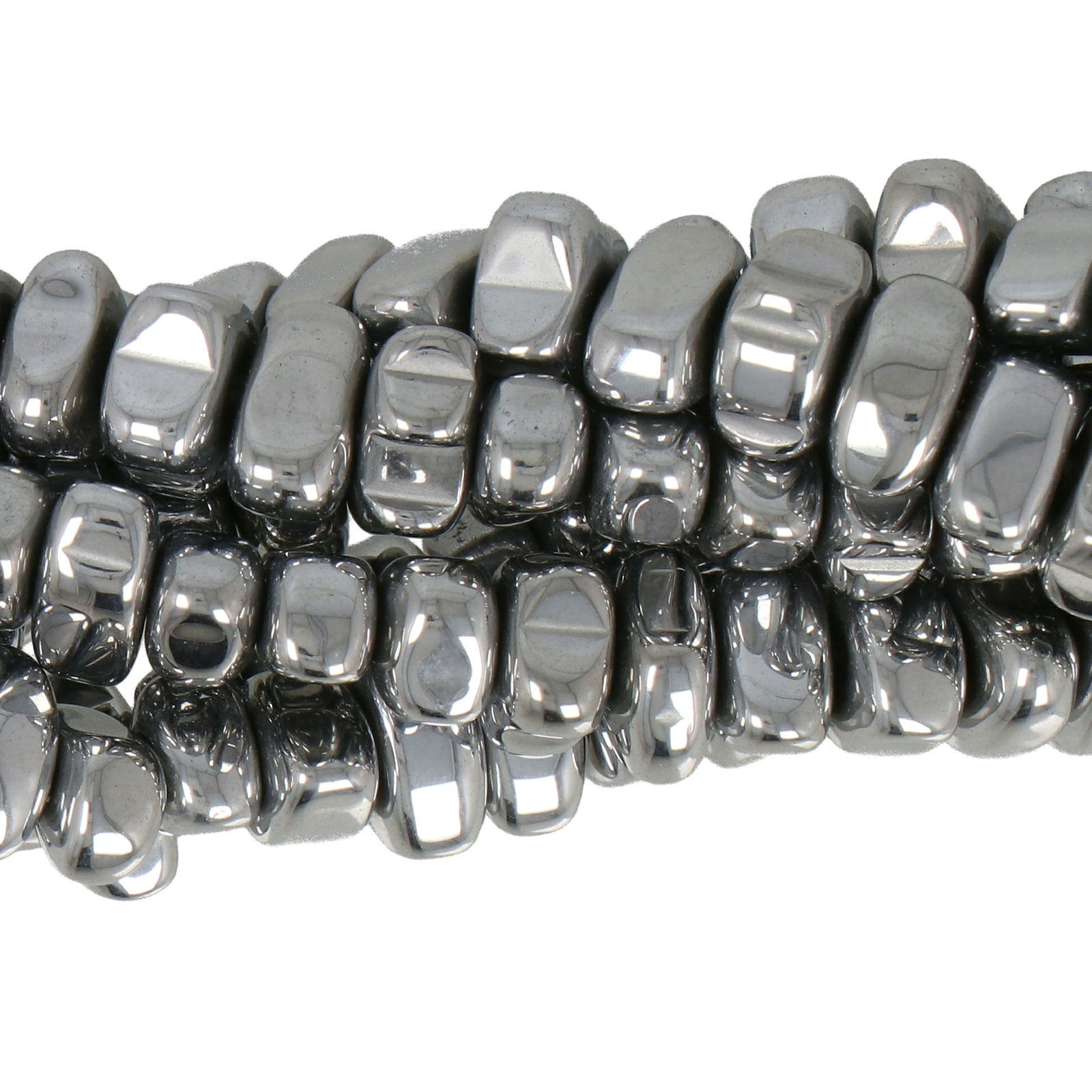 hematite plated rhodium chips 8x5mm aprox | 15/16-inch strand