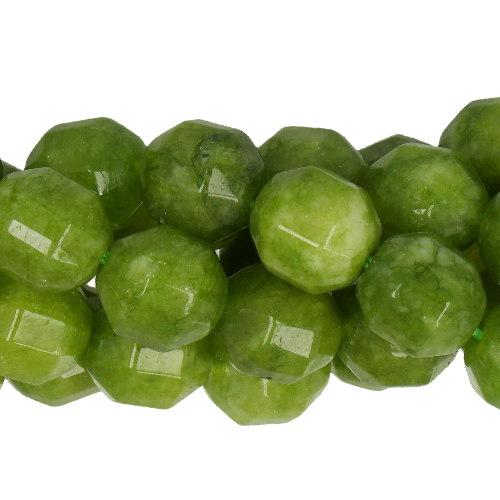 dyed jade green faceted barrel 10mm | 15/16-inch strand