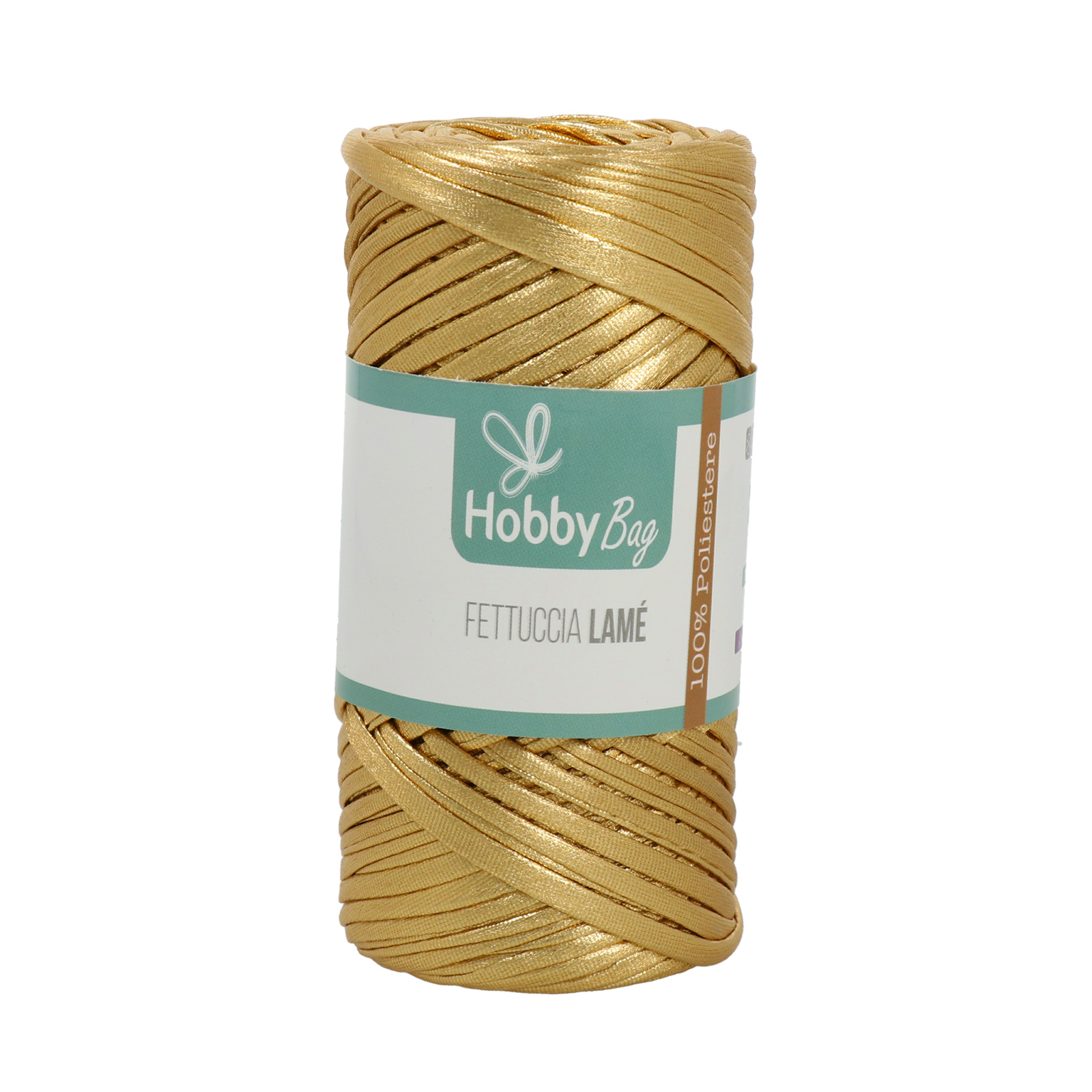 hobbybag t-shirt yarn fettuccia lamè - gold - 120-130gr (50mt) | 1pc