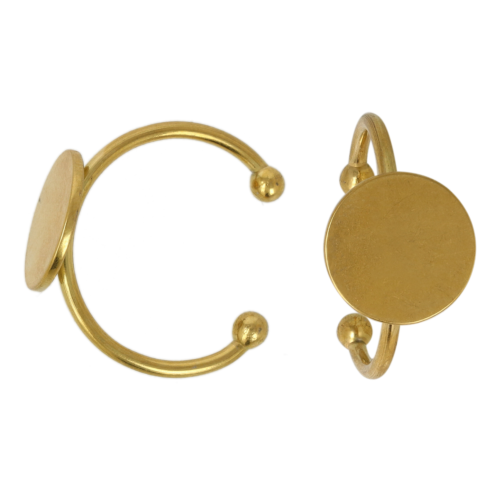 adjustable gold plated steinless steel base ring with flat base 12mm | 2pc