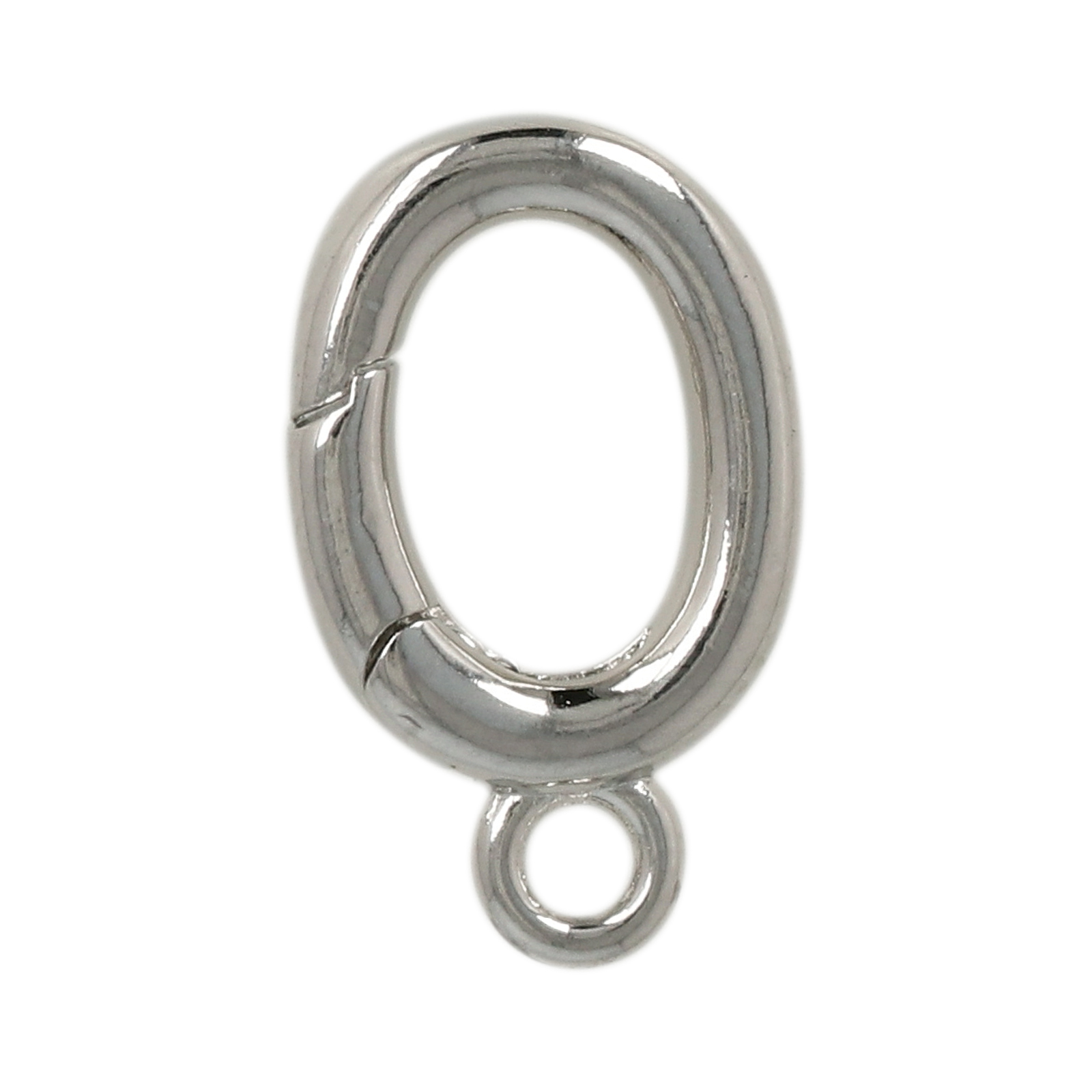 rhodium silver plated lobster oval clasp 16x10mm | 1pc