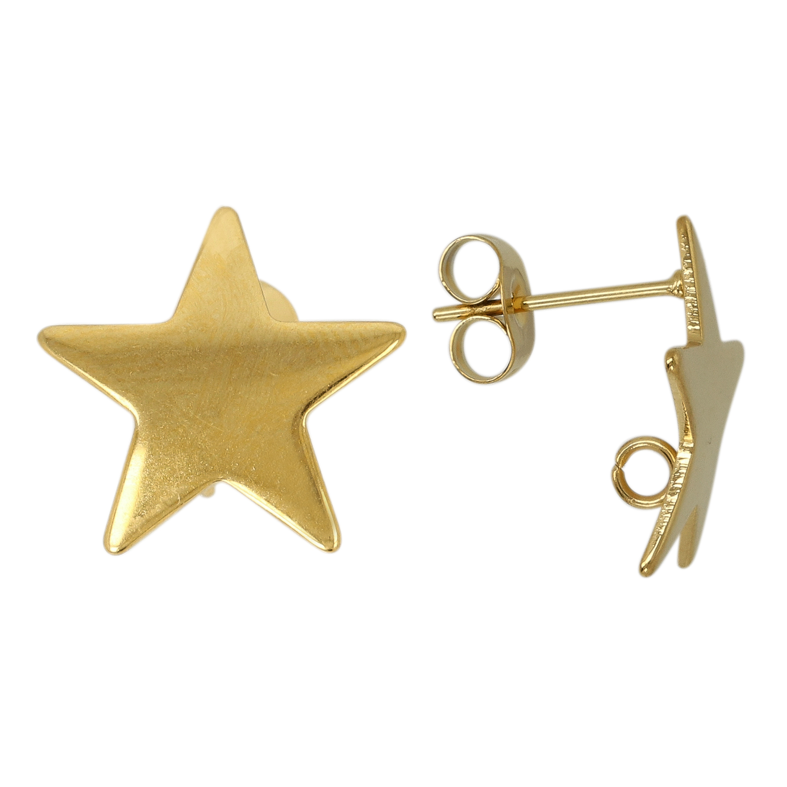 gold plated stainless steel post earrings star 15mm | 2pc