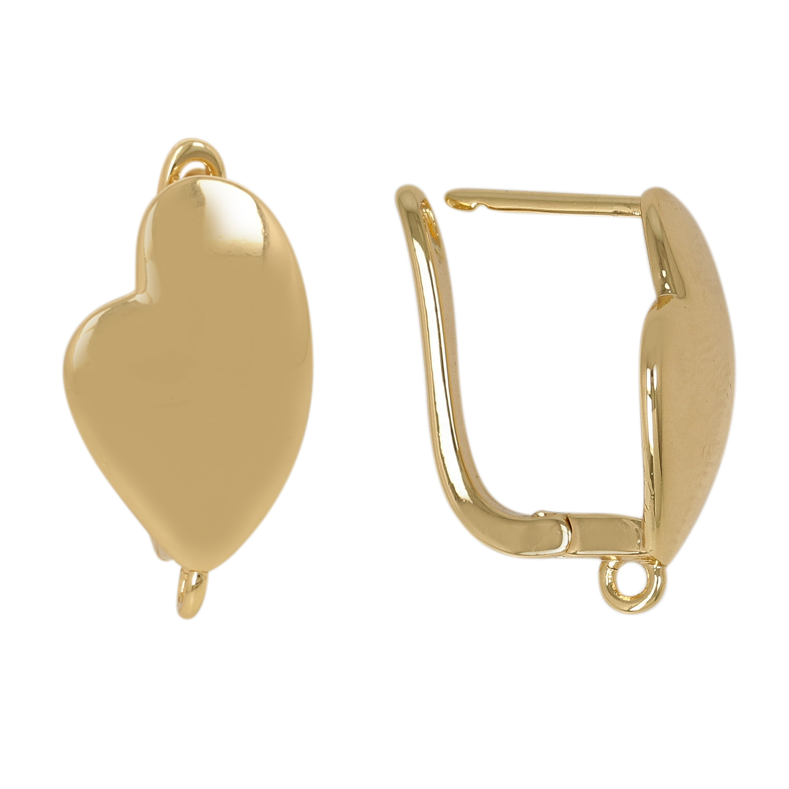 gold plated leverback earrings heart 16x10mm | 2pc