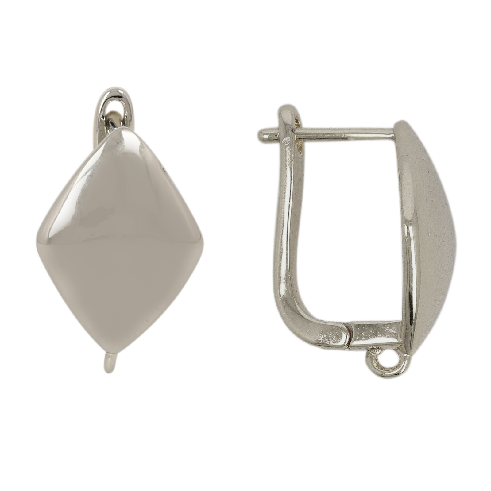 rhodium silver plated leverback earrings rhombus 16x12mm | 2pc