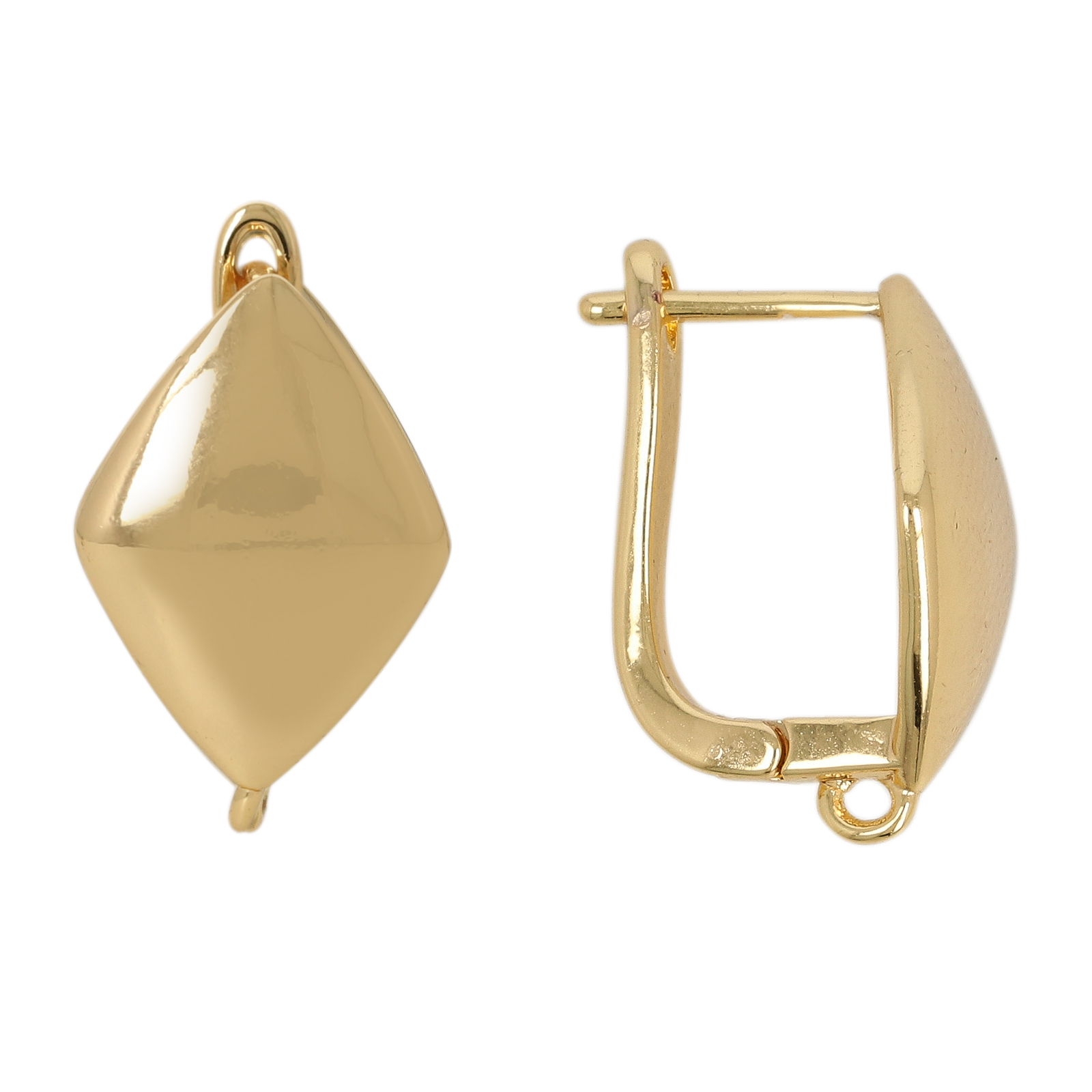 gold plated leverback earrings rhombus 16x12mm | 2pc