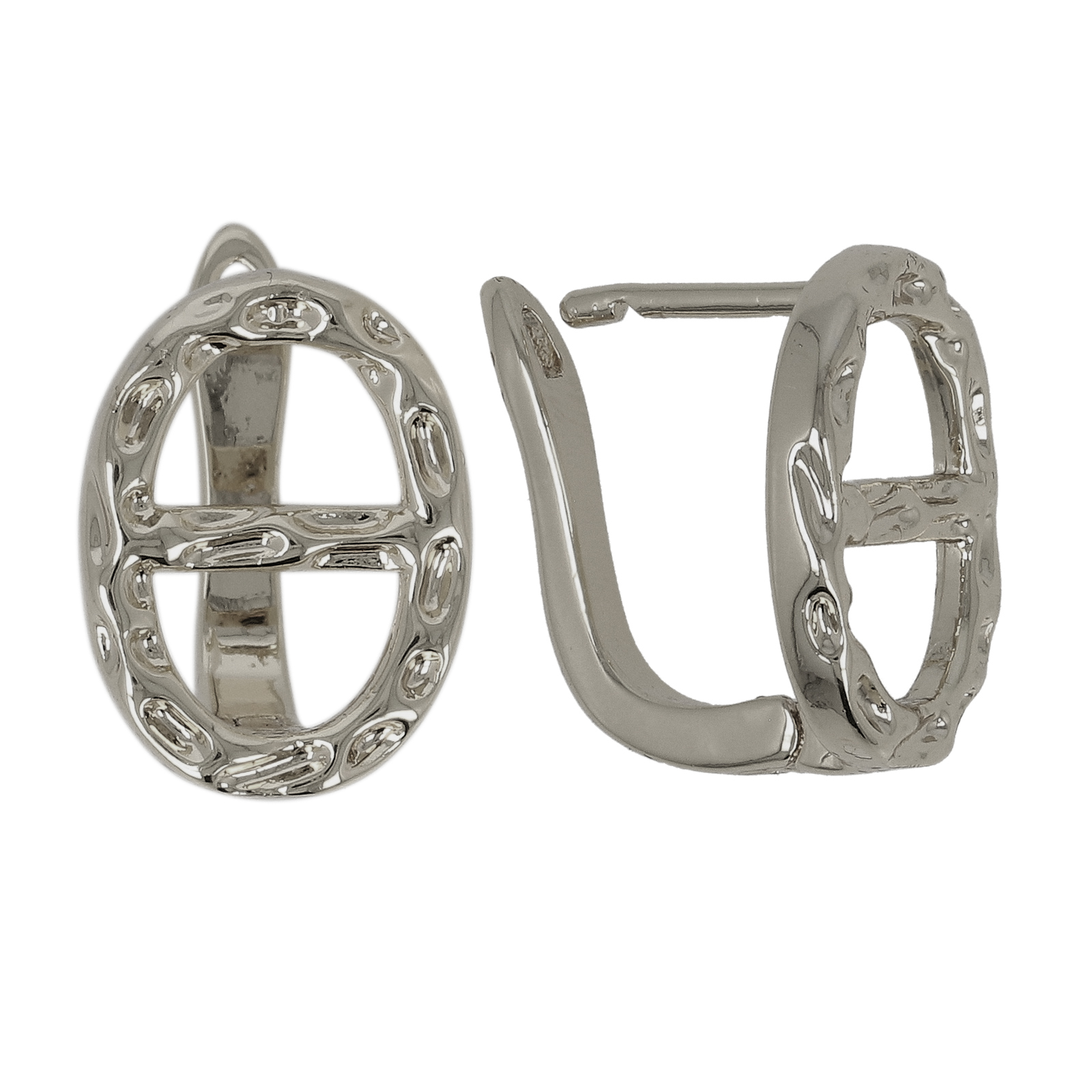 rhodium silver plated leverback earrings oval 15x11mm | 2pc