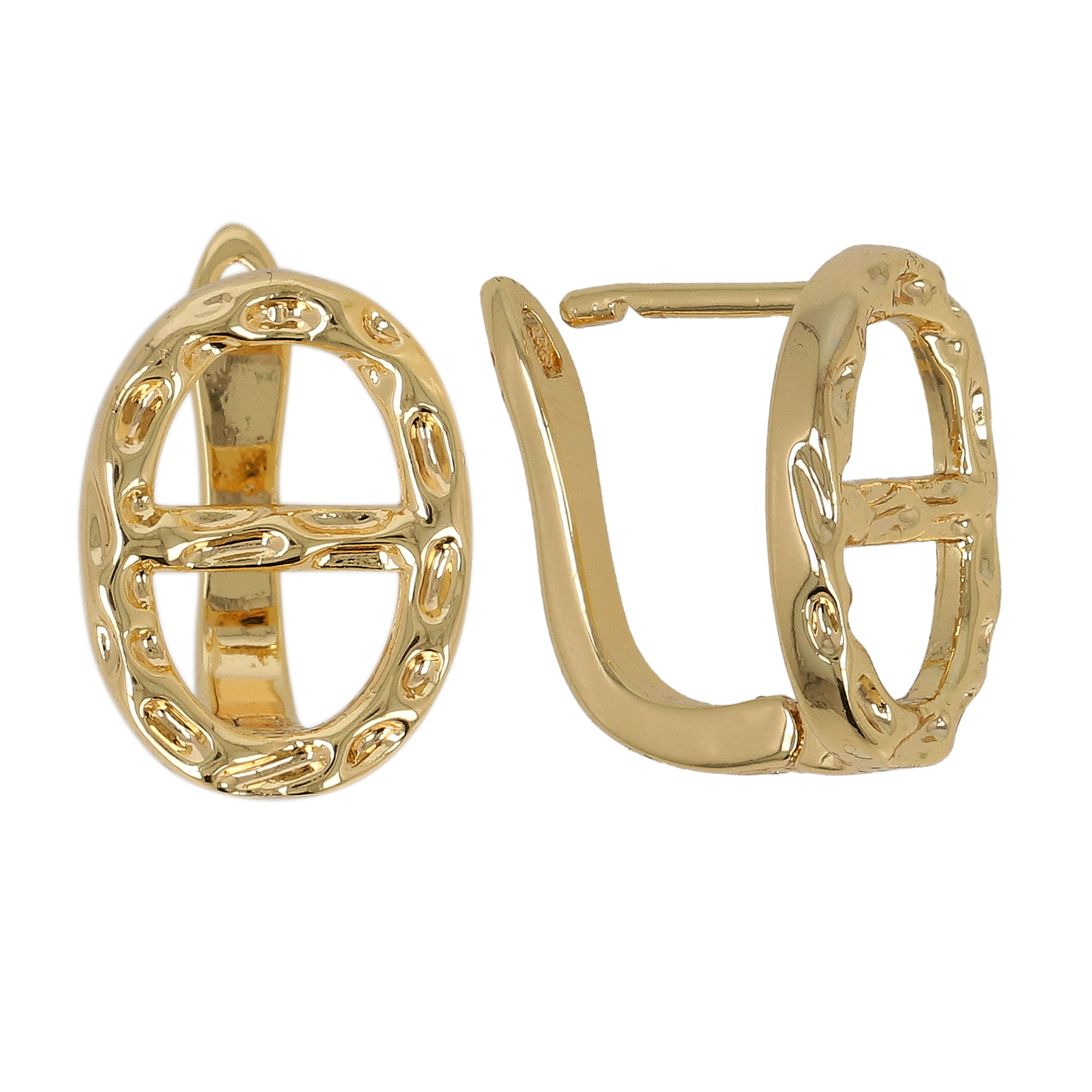 gold plated leverback earrings oval 15x11mm | 2pc