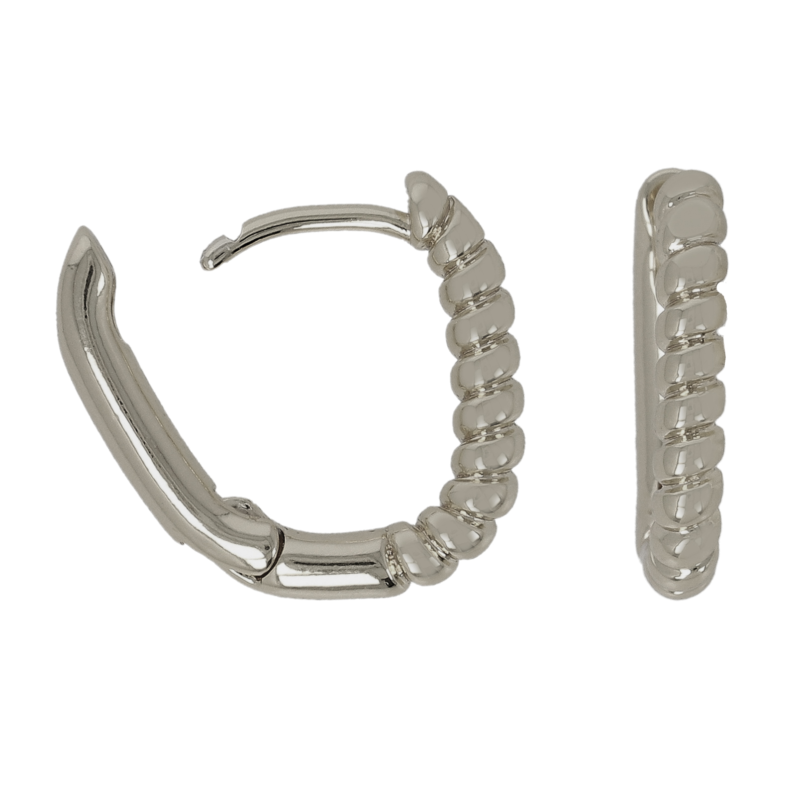 rhodium silver plated hoop earring 16x13mm | 2pc
