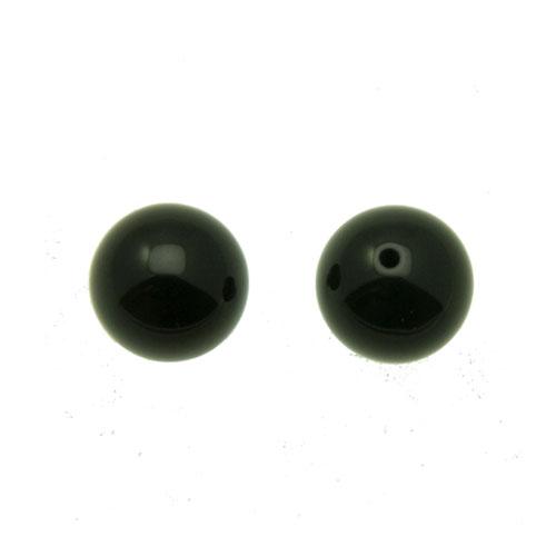 black onyx half-drilled smooth round 8mm | 4pc