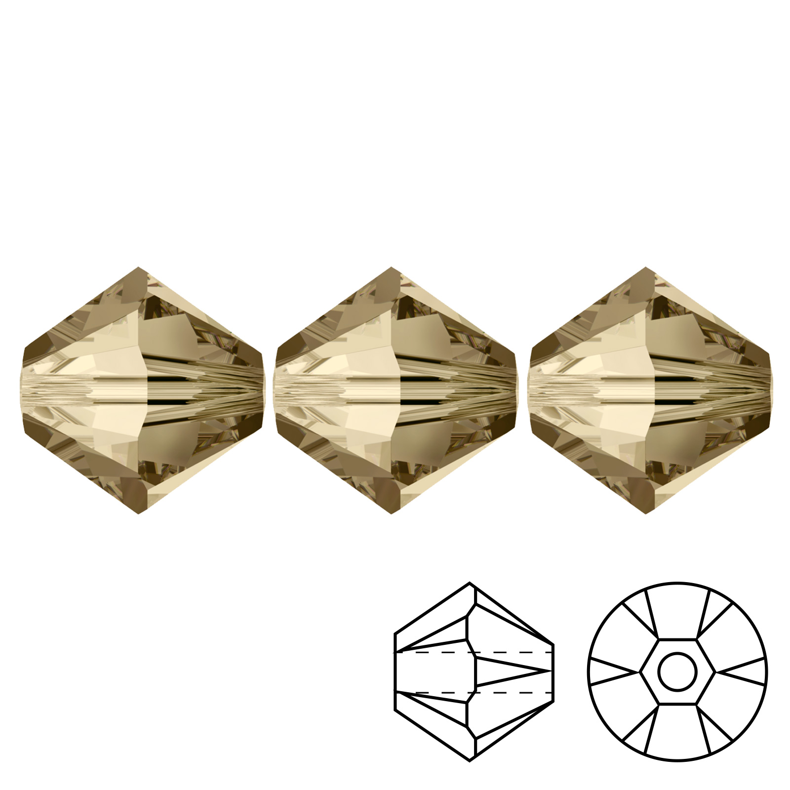 kristall doppelkegel (5328) crystal golden shadow 2,5mm | 48st