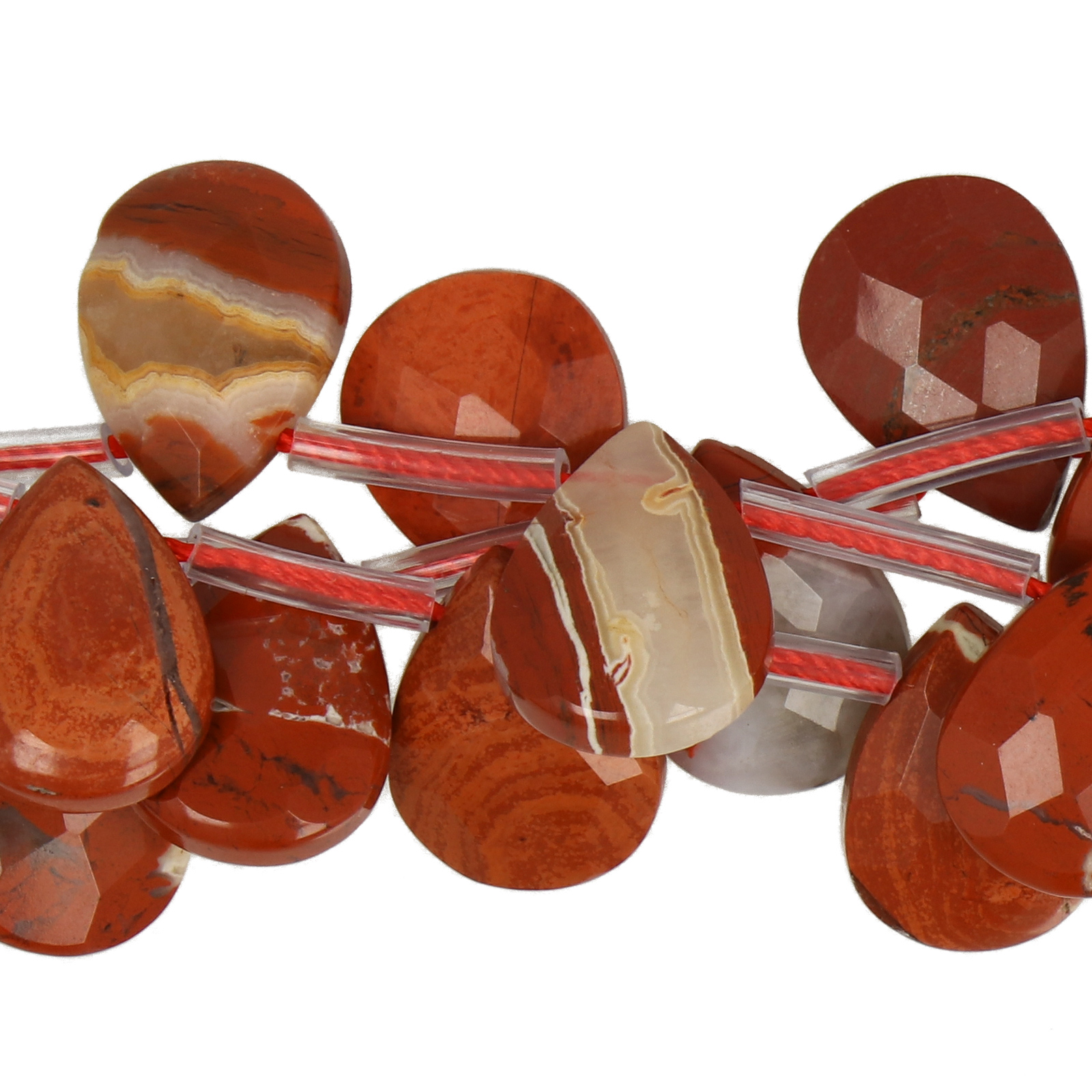 red jasper side-drilled drop 14x10mm | 4pc