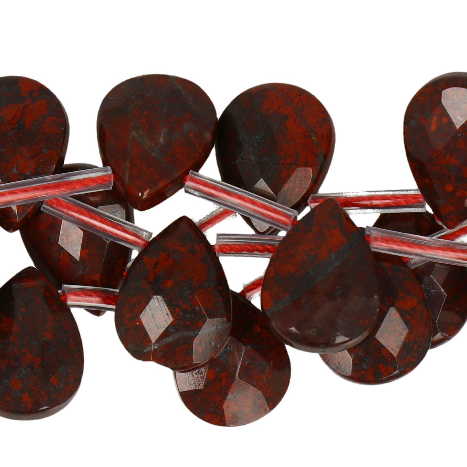 poppy jasper side-drilled drop 14x10mm | 4pc