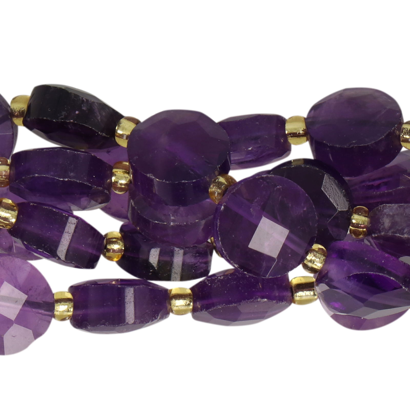 amethyst faceted coin 10mm | 4pc