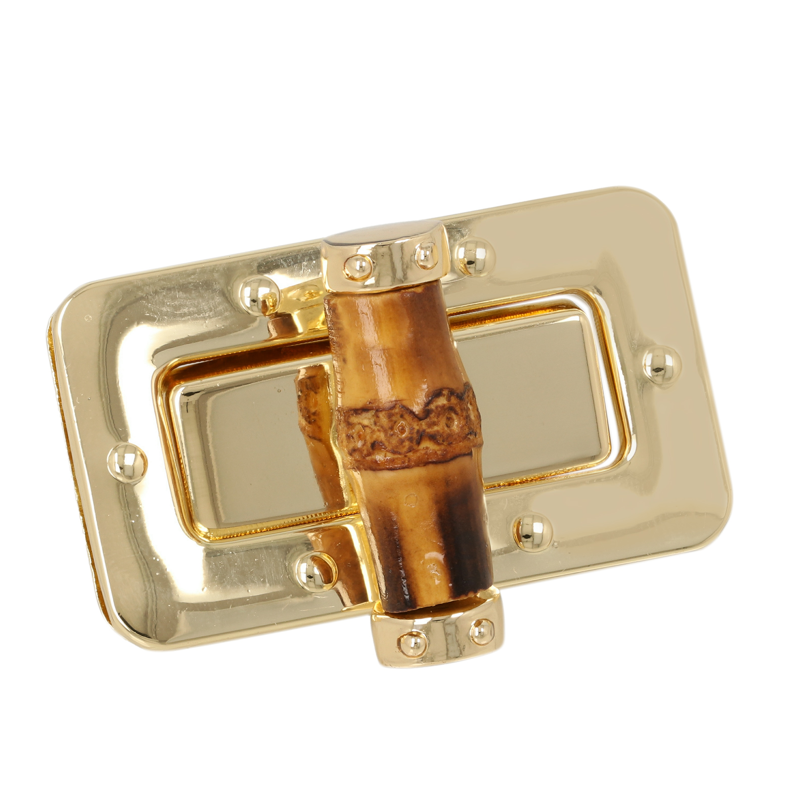 bag clasp silver gold clasp with bamboo rectangle 43x25mm | 1pc