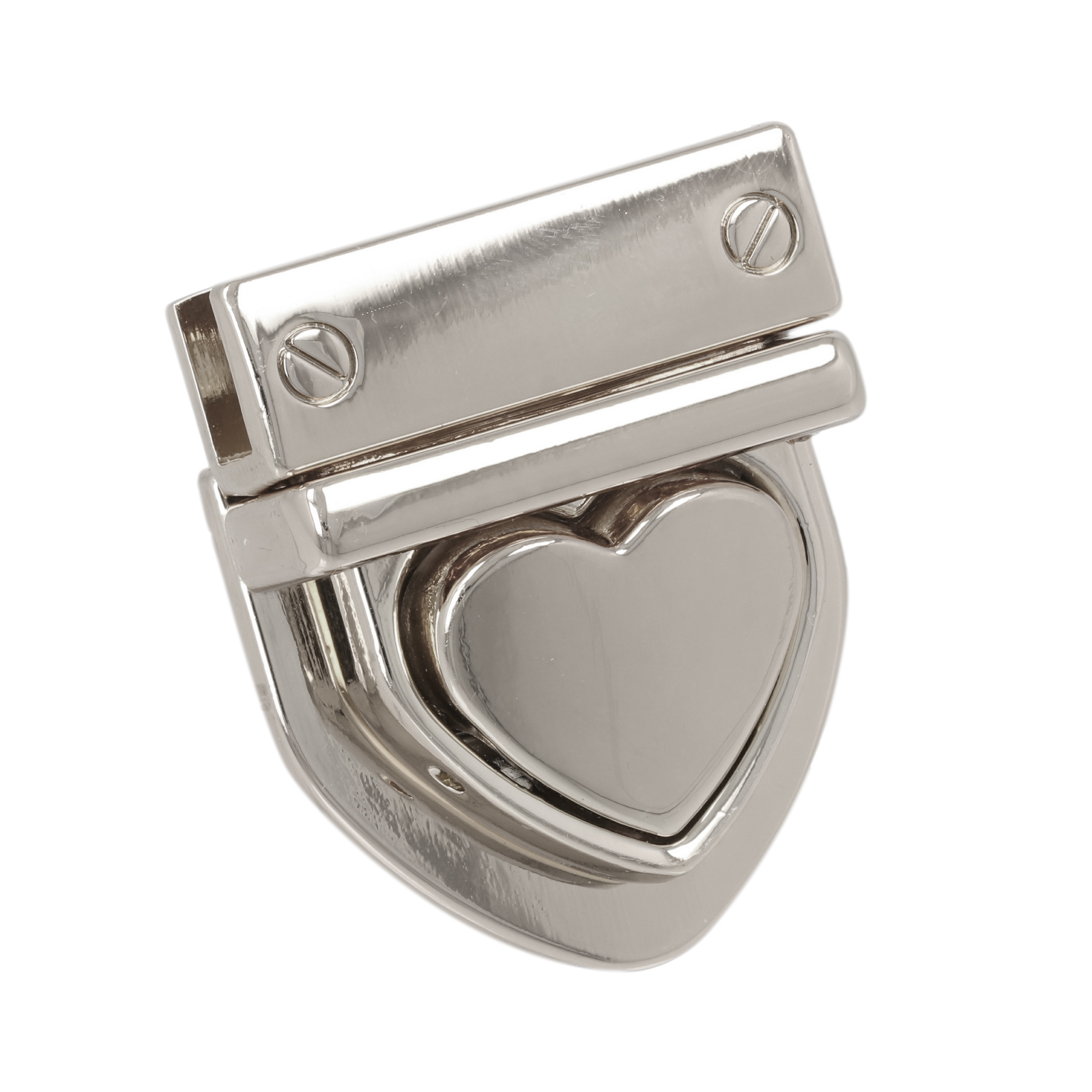 bag clasp silver heart tuck lock 36x30mm | 1pc