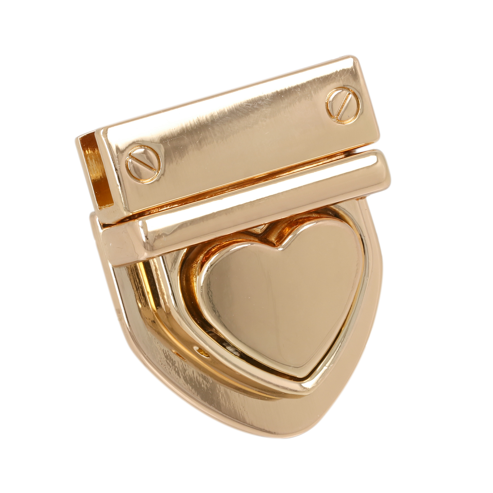bag clasp gold heart tuck lock 36x30mm | 1pc