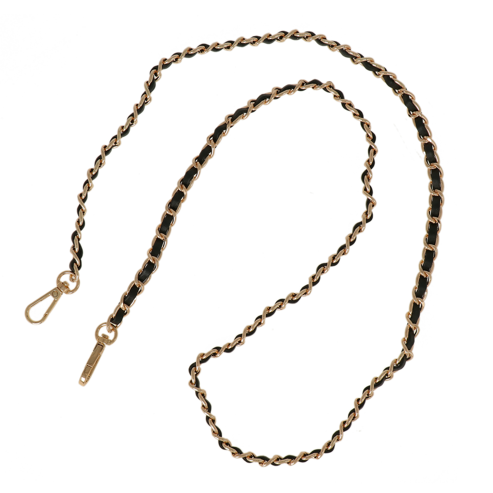 bag chain gold with black flat cord 8,5mm - 110cm | 1pc