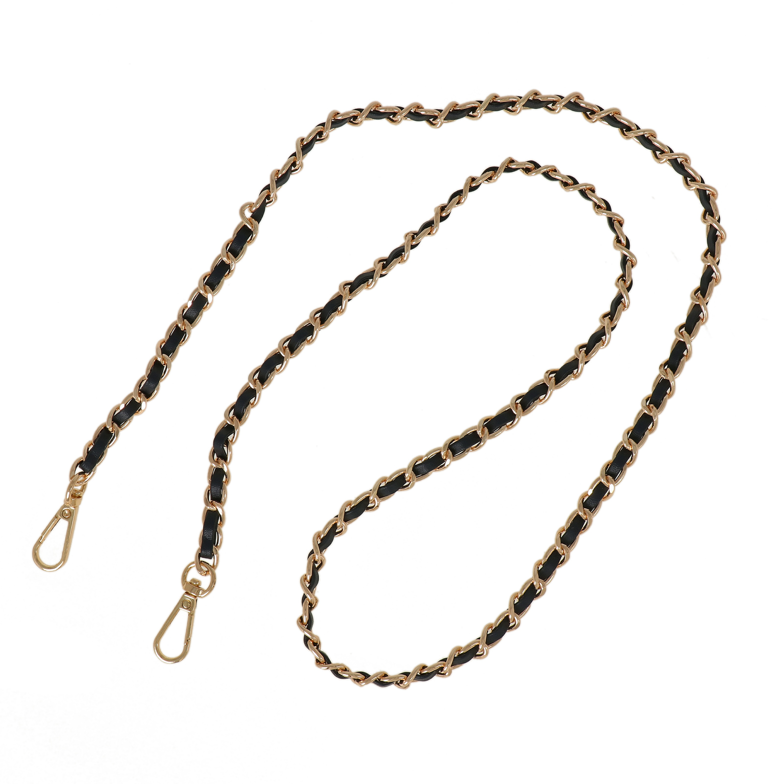 bag chain gold with blue flat cord 8,5mm - 110cm | 1pc