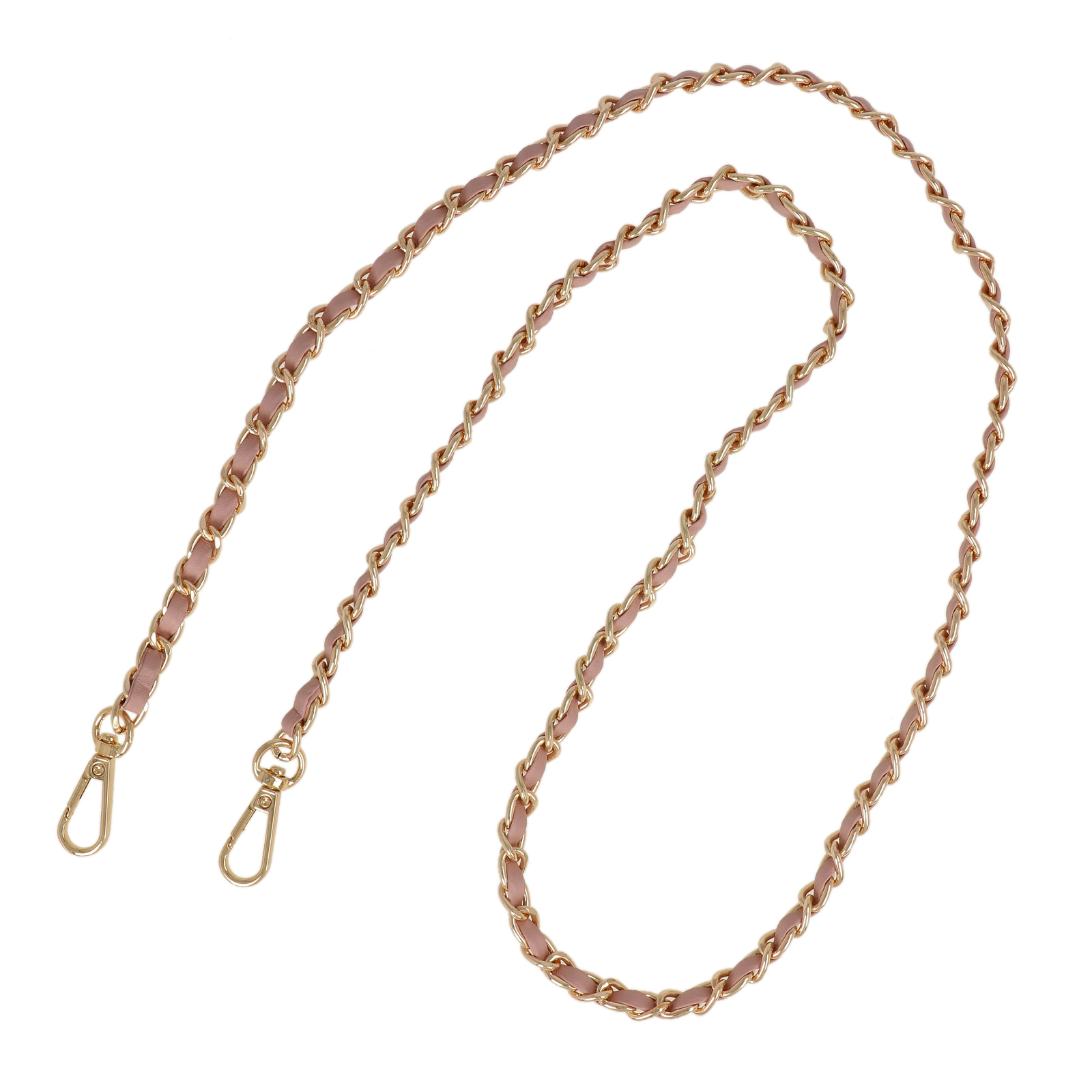 bag chain gold with pink flat cord 8,5mm - 110cm | 1pc