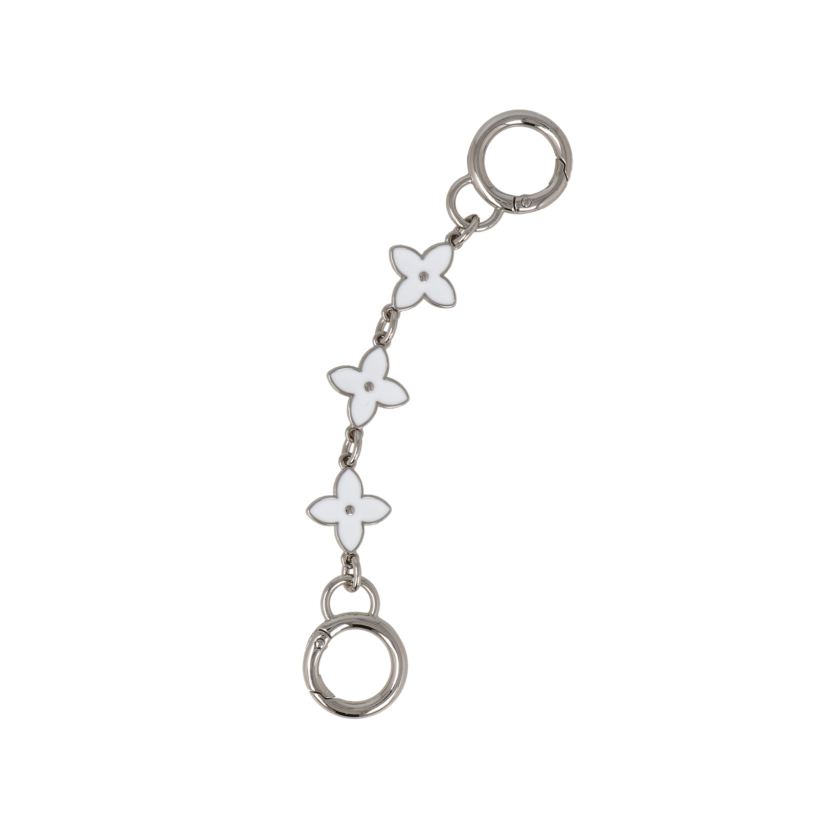 bag chains extension silver with white enamel flowers 15cm | 1pc
