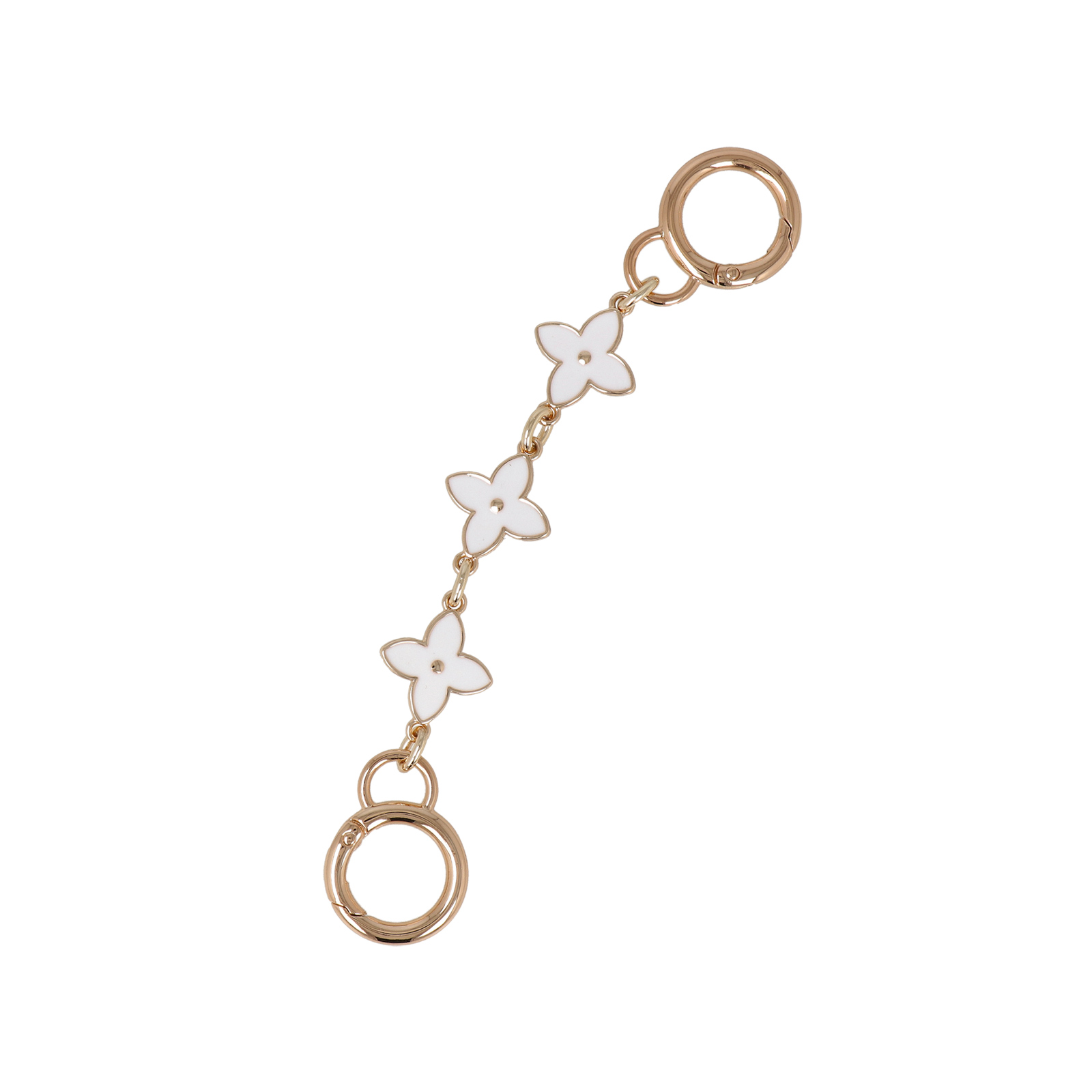 bag chains extension gold with white enamel flowers 15cm | 1pc