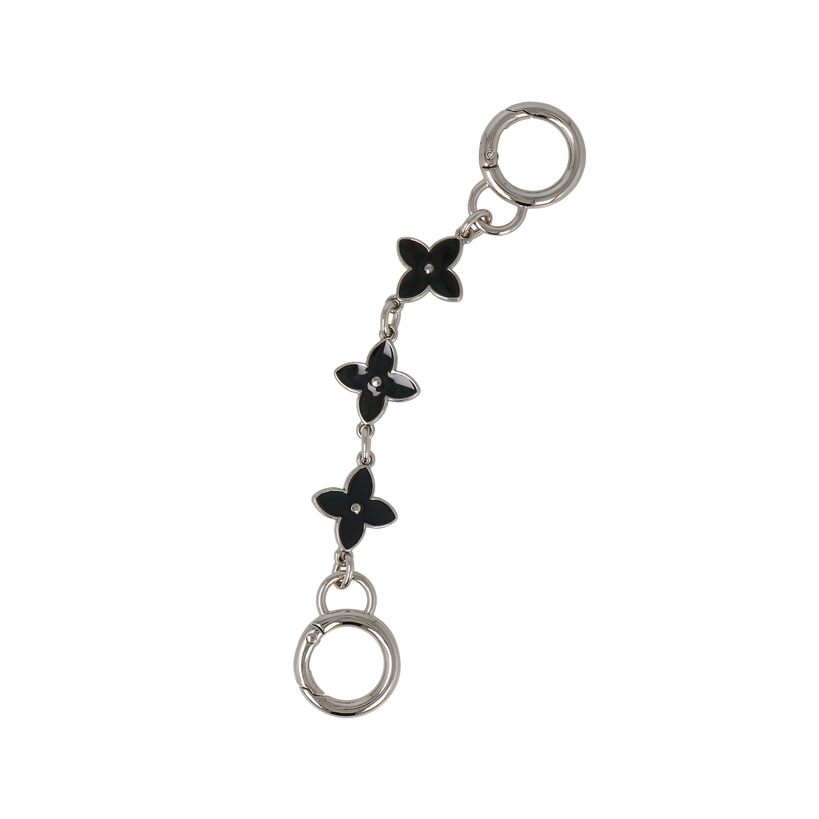 bag chains extension silver with black enamel flowers 15cm | 1pc