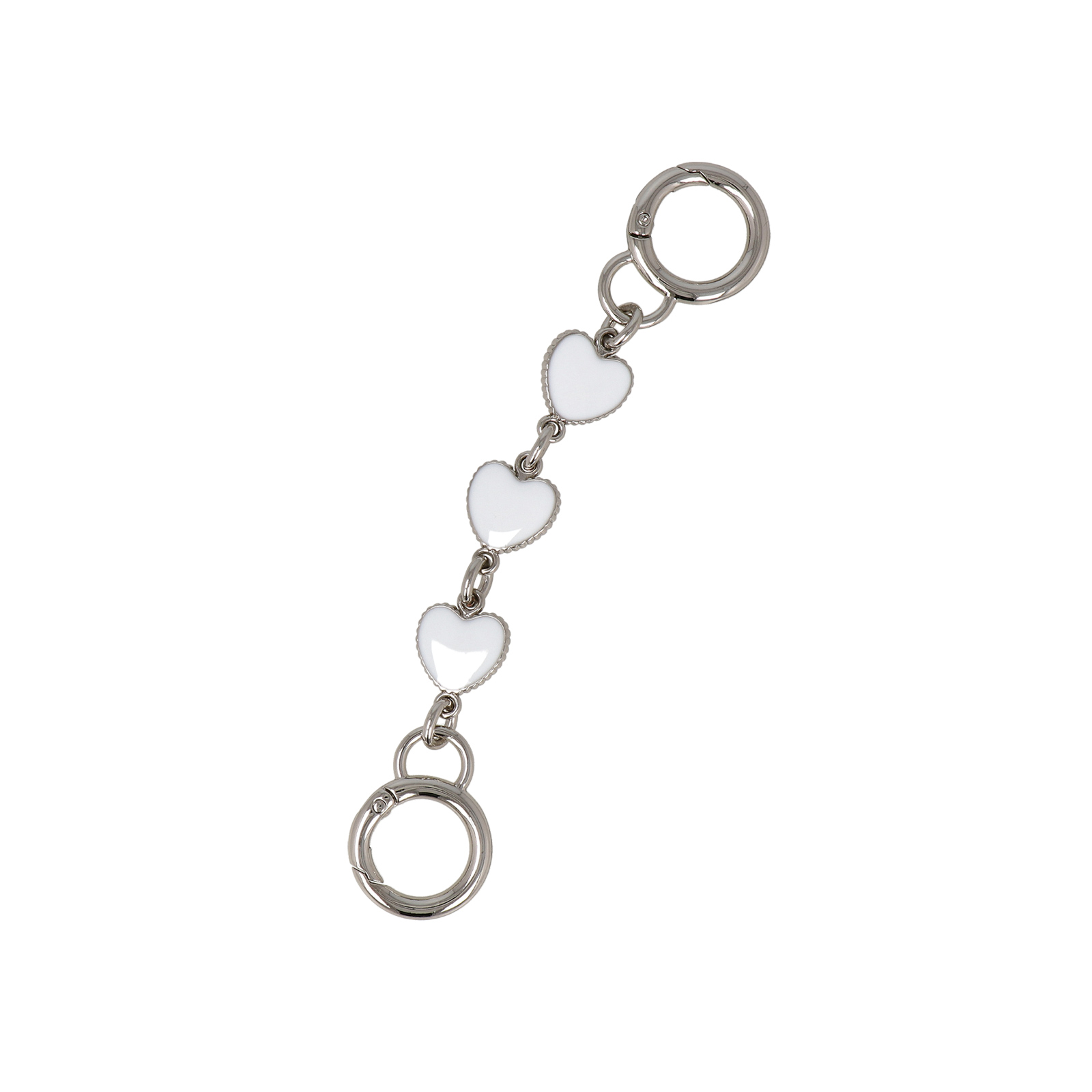 bag chains extension silver with white enamel heart 15cm | 1pc
